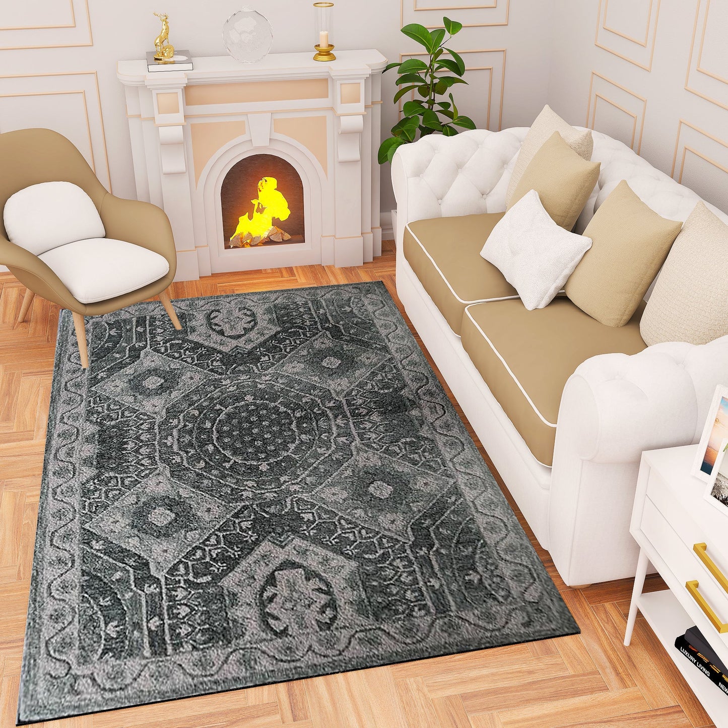 Premium Hand-Tufted Rug Made of 100% Wool - Castilo - 4x6 Feet