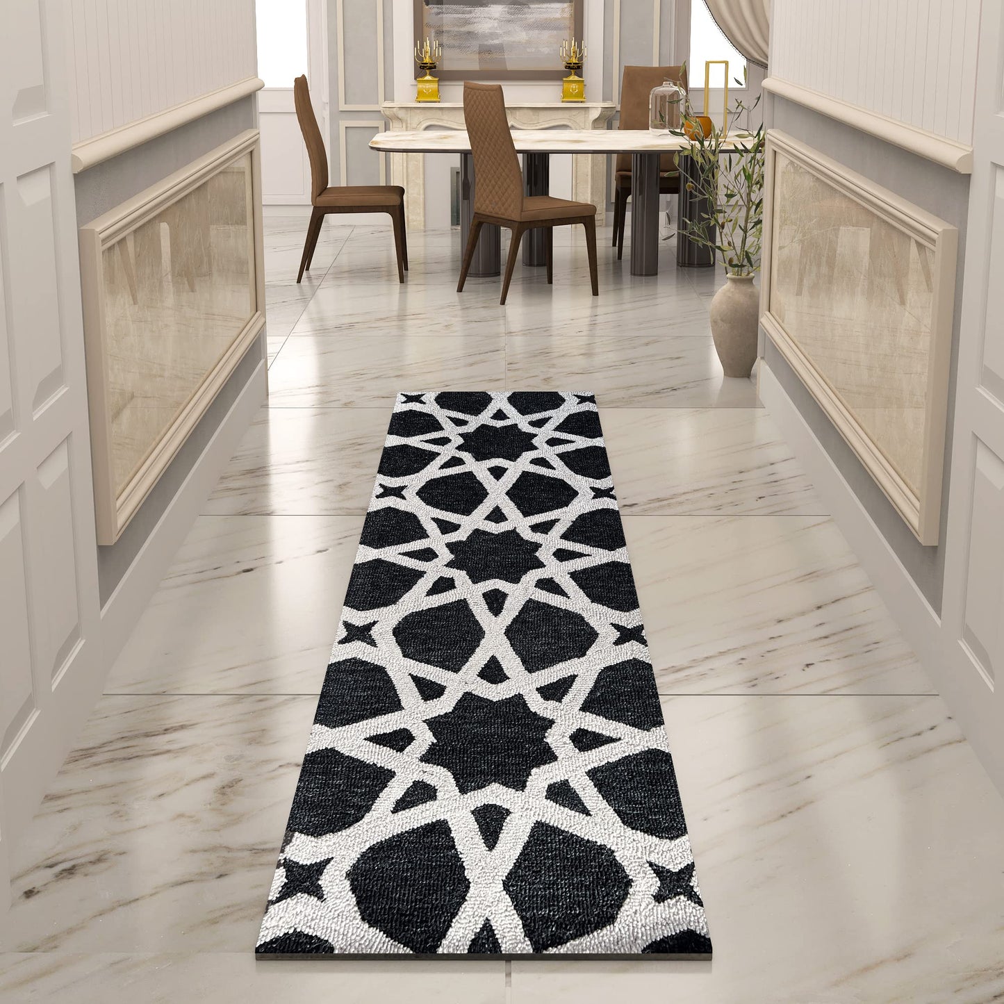 Premium Hand-Tufted Rug Made of 100% Wool - Ash Zellig - 2x6 Feet