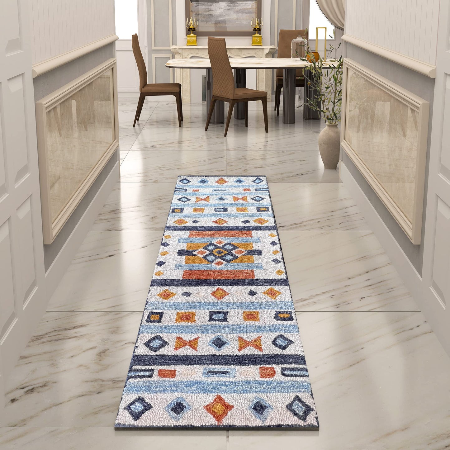 Premium Hand-Tufted Rug Made of 100% Wool - Ojo De Dios - 2x6 Feet