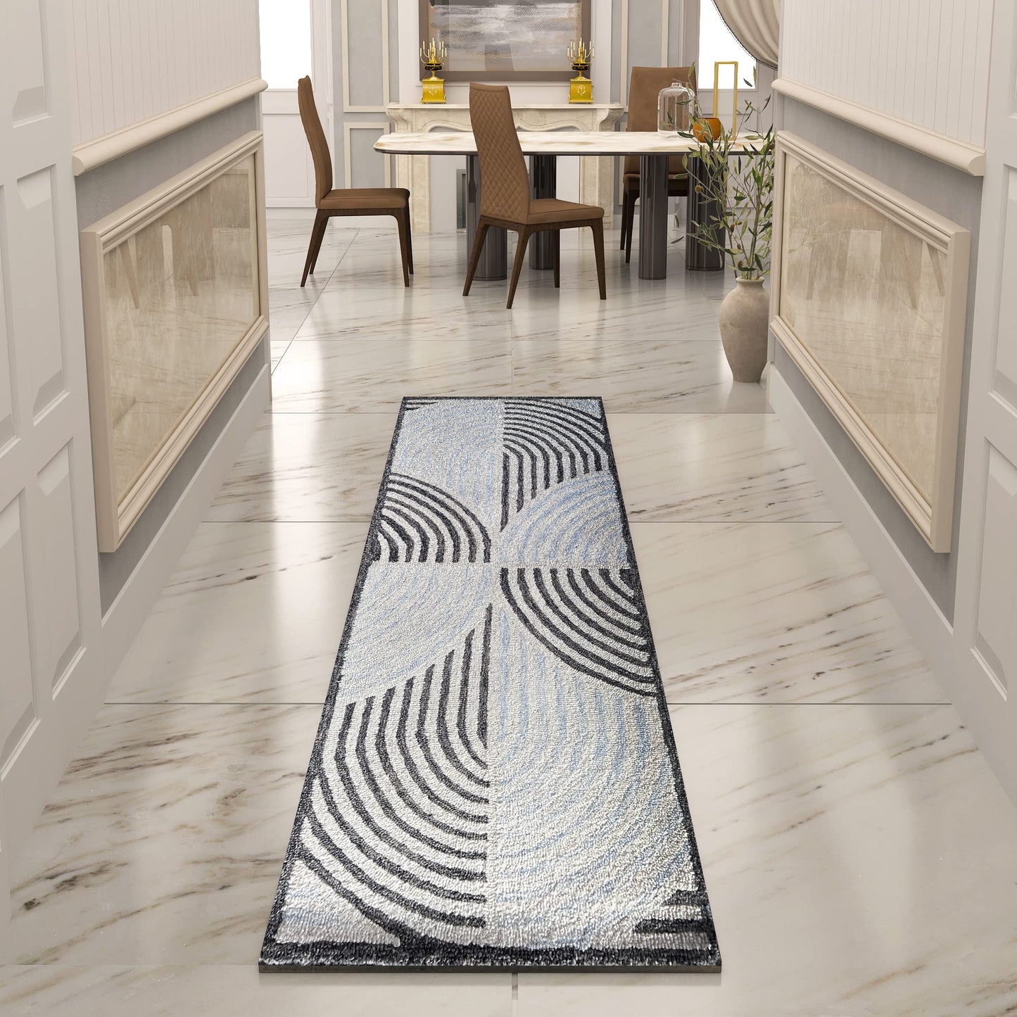 Premium Hand-Tufted Rug Made of 100% Wool - Mono Loops - 2x6 Feet