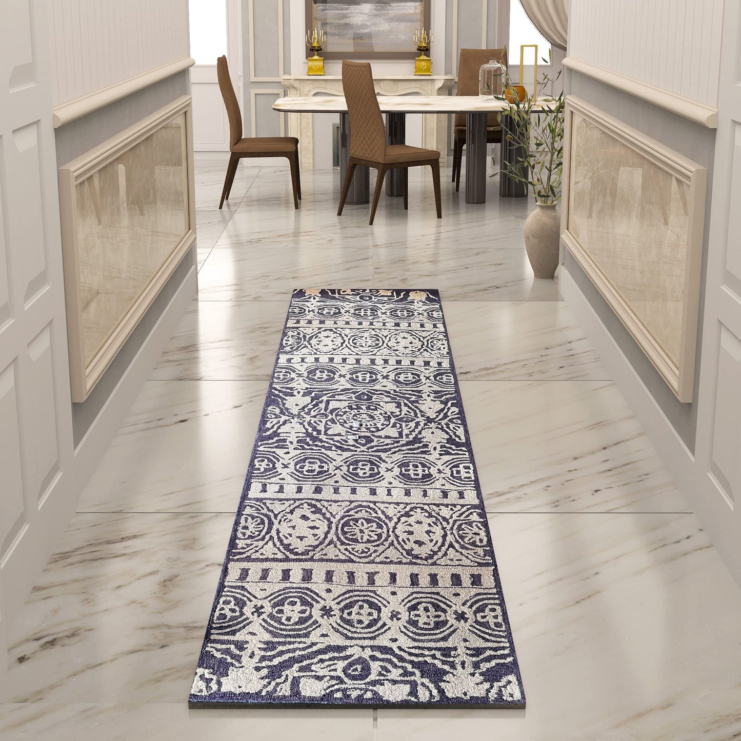 Premium Hand-Tufted Rug Made of 100% Wool - Relic Night - 2x8 Feet