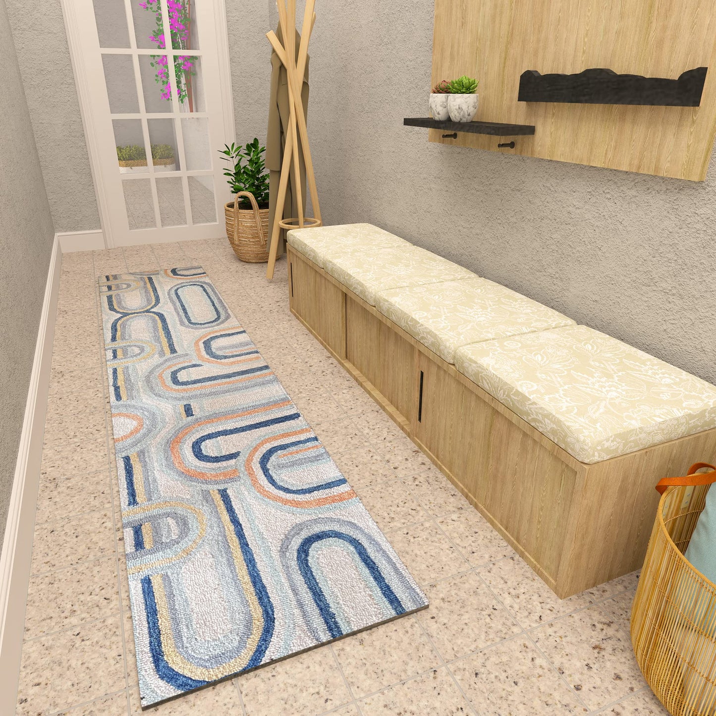 Premium Hand-Tufted Rug Made of 100% Wool - Pastel Loops - 2x10 Feet