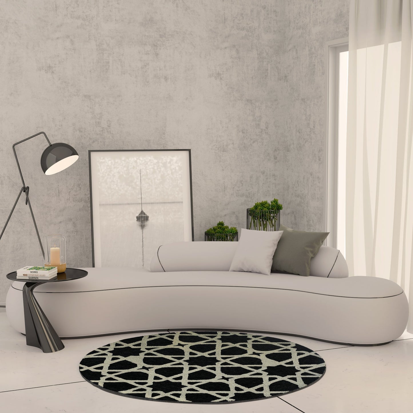 Premium Hand-Tufted Rug Made of 100% Wool - Ash Zellig - 5x5 Feet