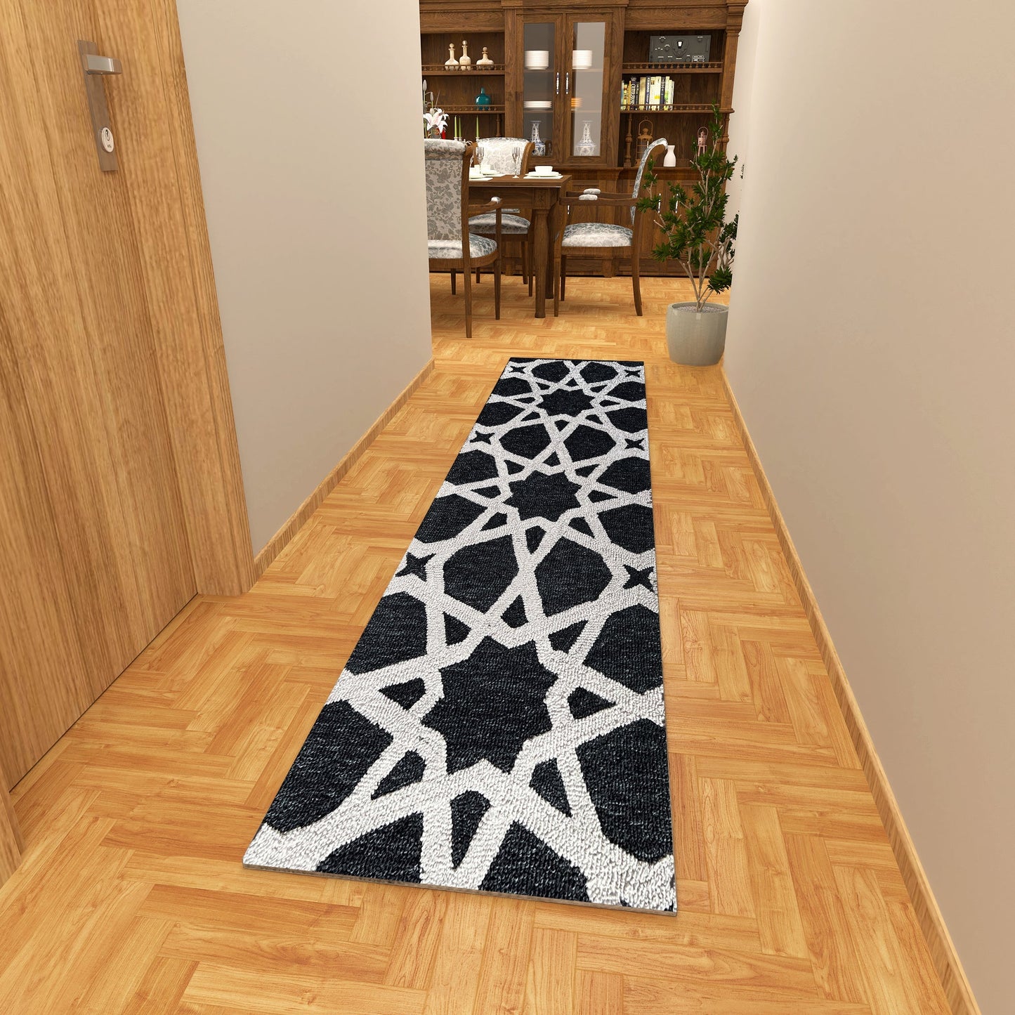 Premium Hand-Tufted Rug Made of 100% Wool - Ash Zellig - 2x10 Feet