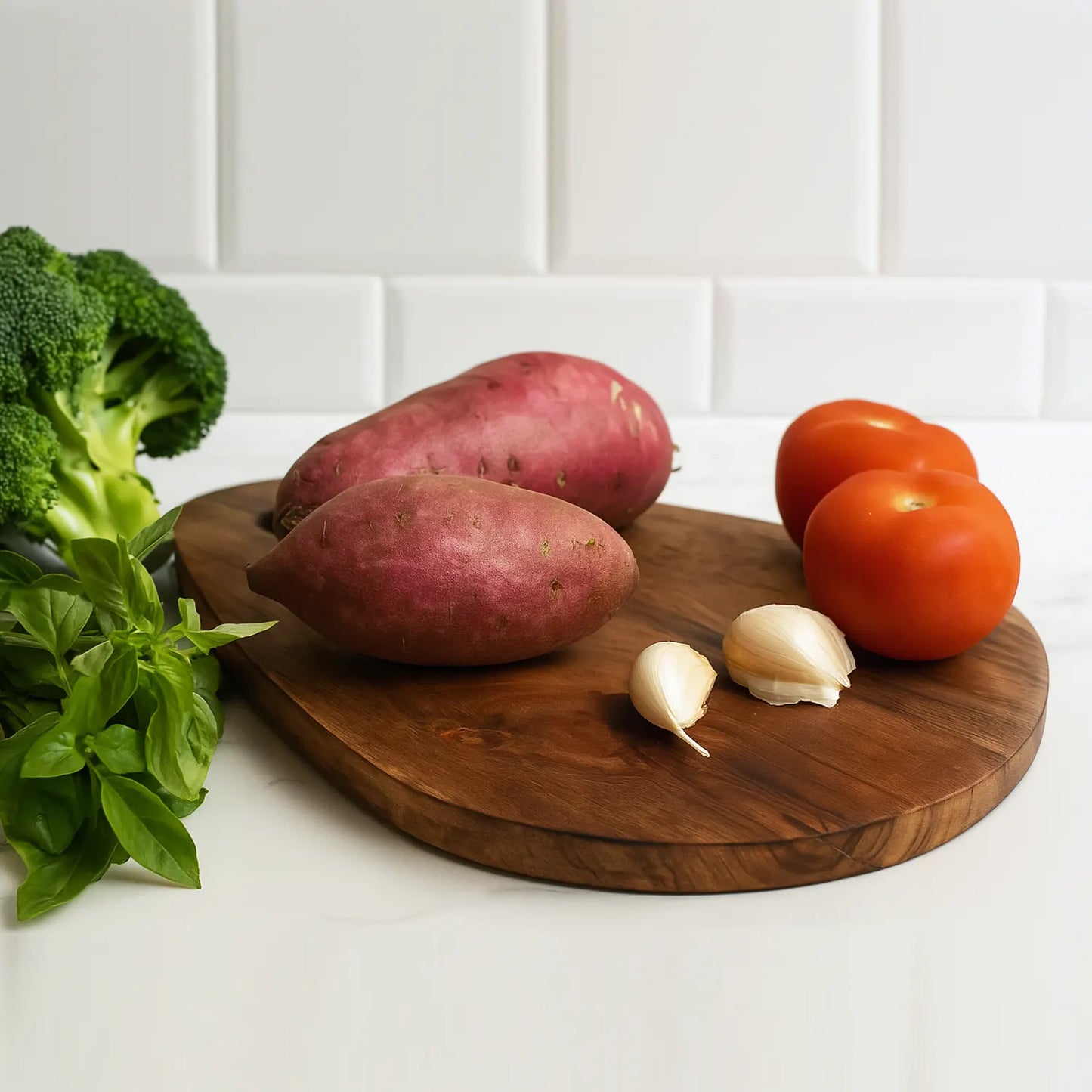 Chopping Board Teardrop Shape with Hanging Hole –Wood, in 15.75x9.75"