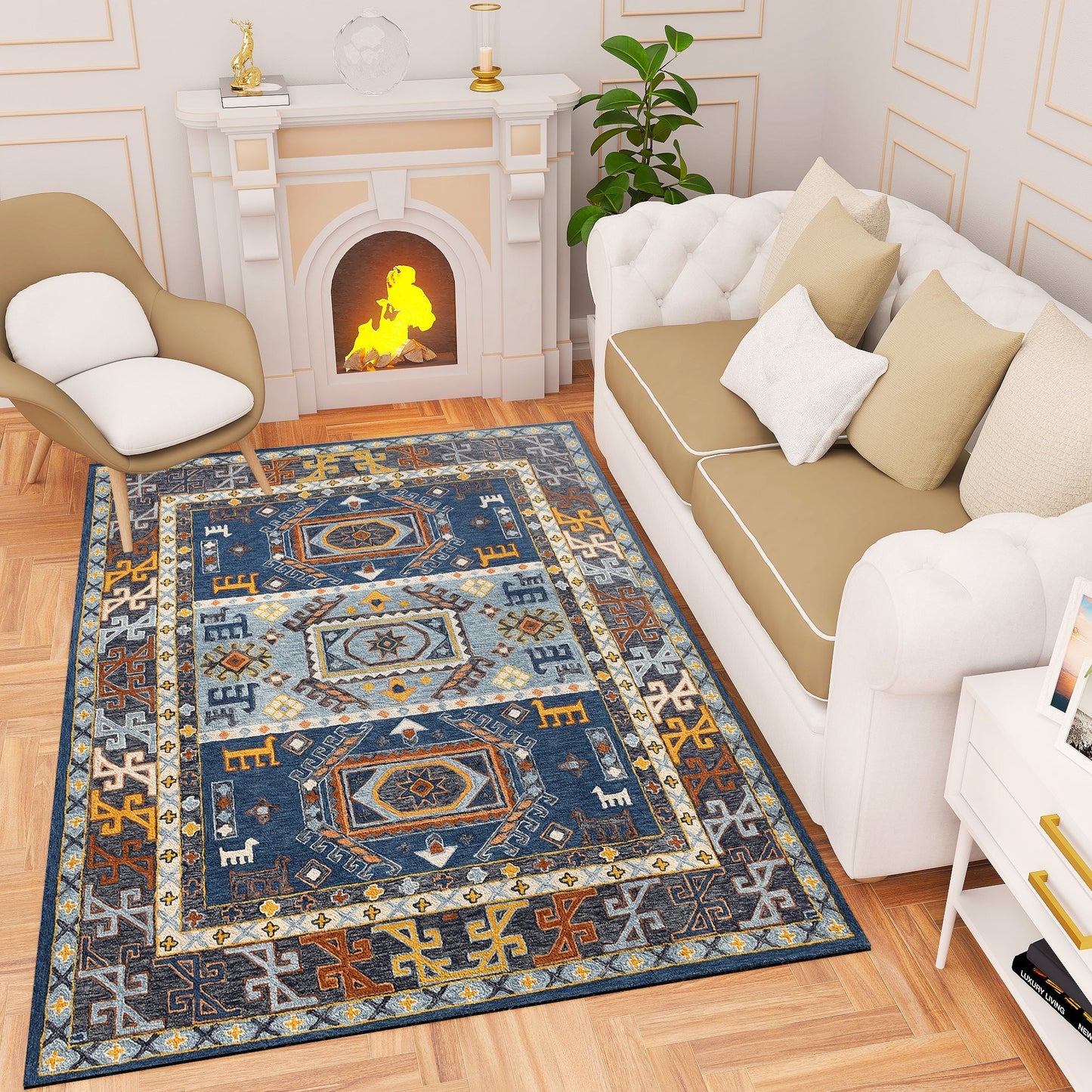 Premium Hand-Tufted Rug Made of 100% Wool - Inca Fable - 4x6 Feet