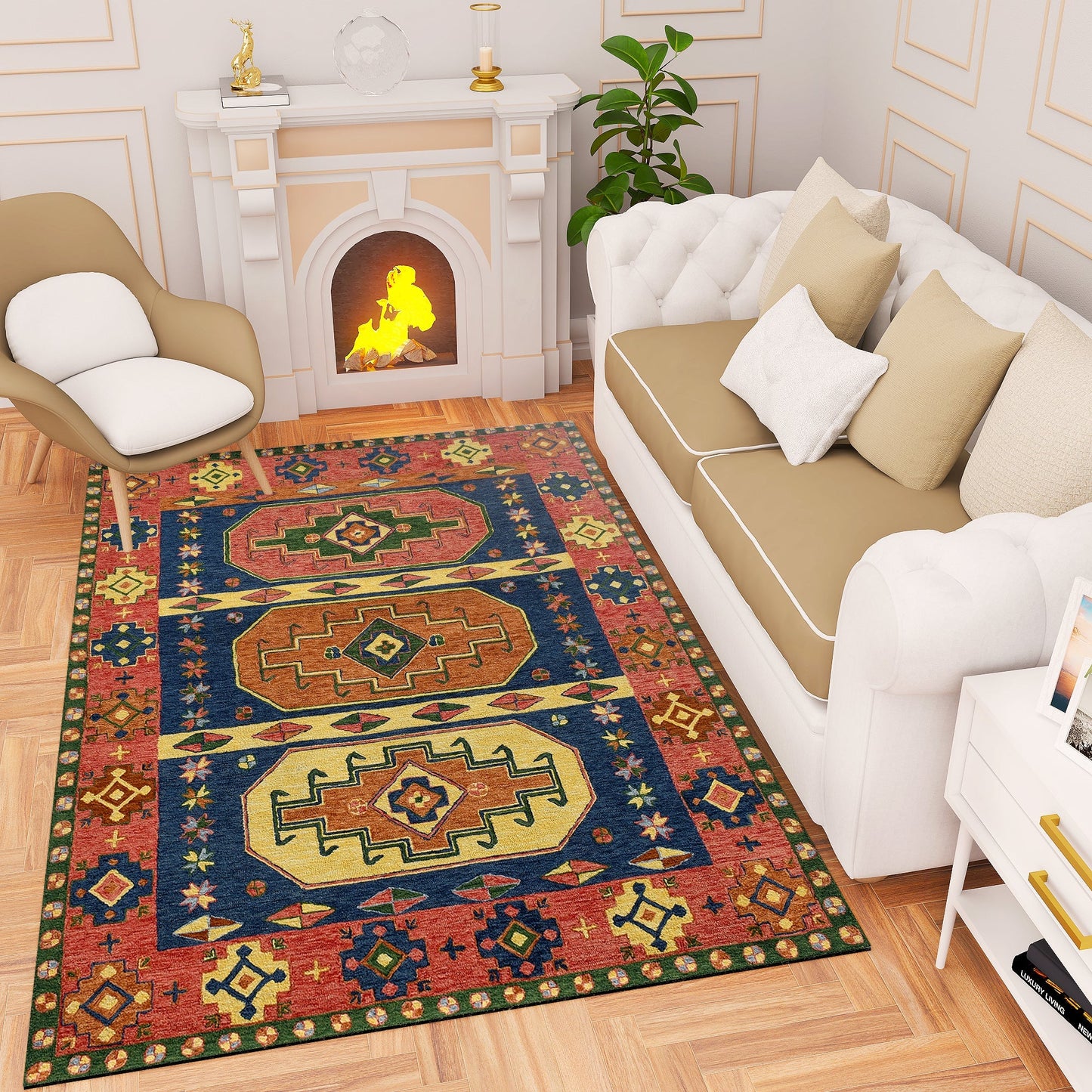 Premium Hand-Tufted Rug Made of 100% Wool - Inca Myth - 3x5 Feet