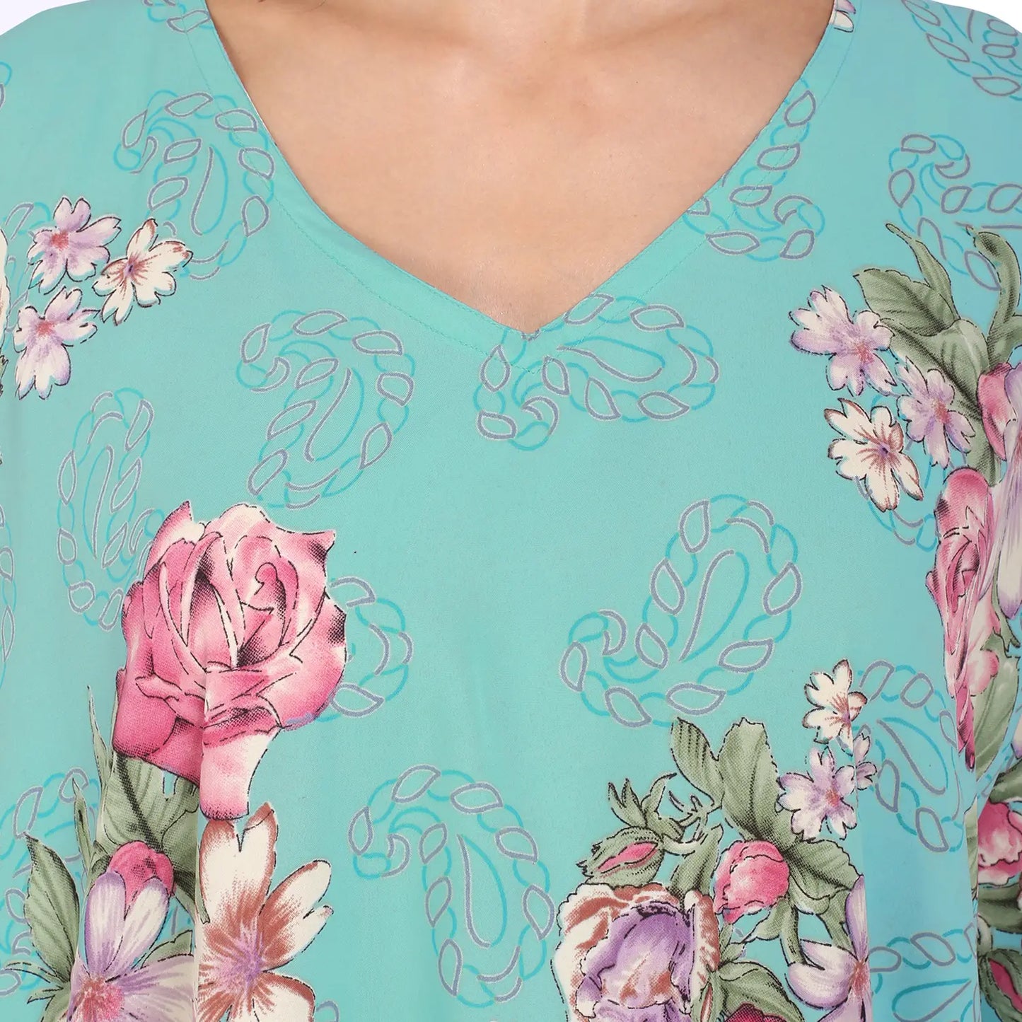 Kaftan Tunic Top Kimono Evening Top Free Size - Sea Green