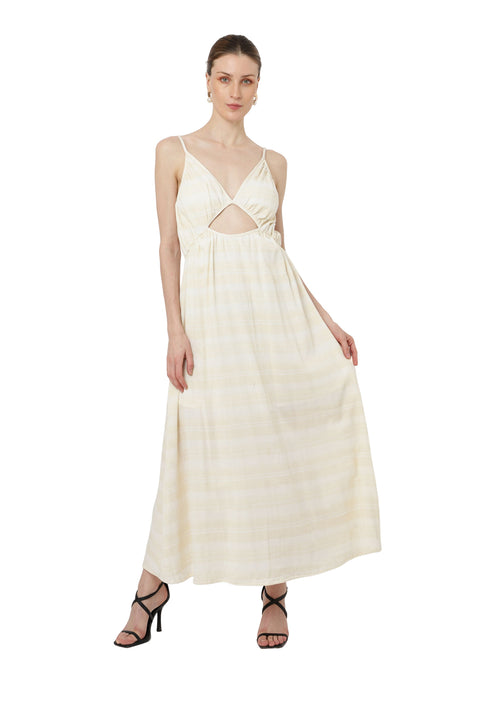 Women Midi Dress with Cutout Strappy Sweetheart Neck - White , MOQ 10 Pcs