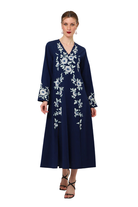 Women Vintage Dress Placement  Embroidery Bell Sleeve- MOQ 10 Pcs