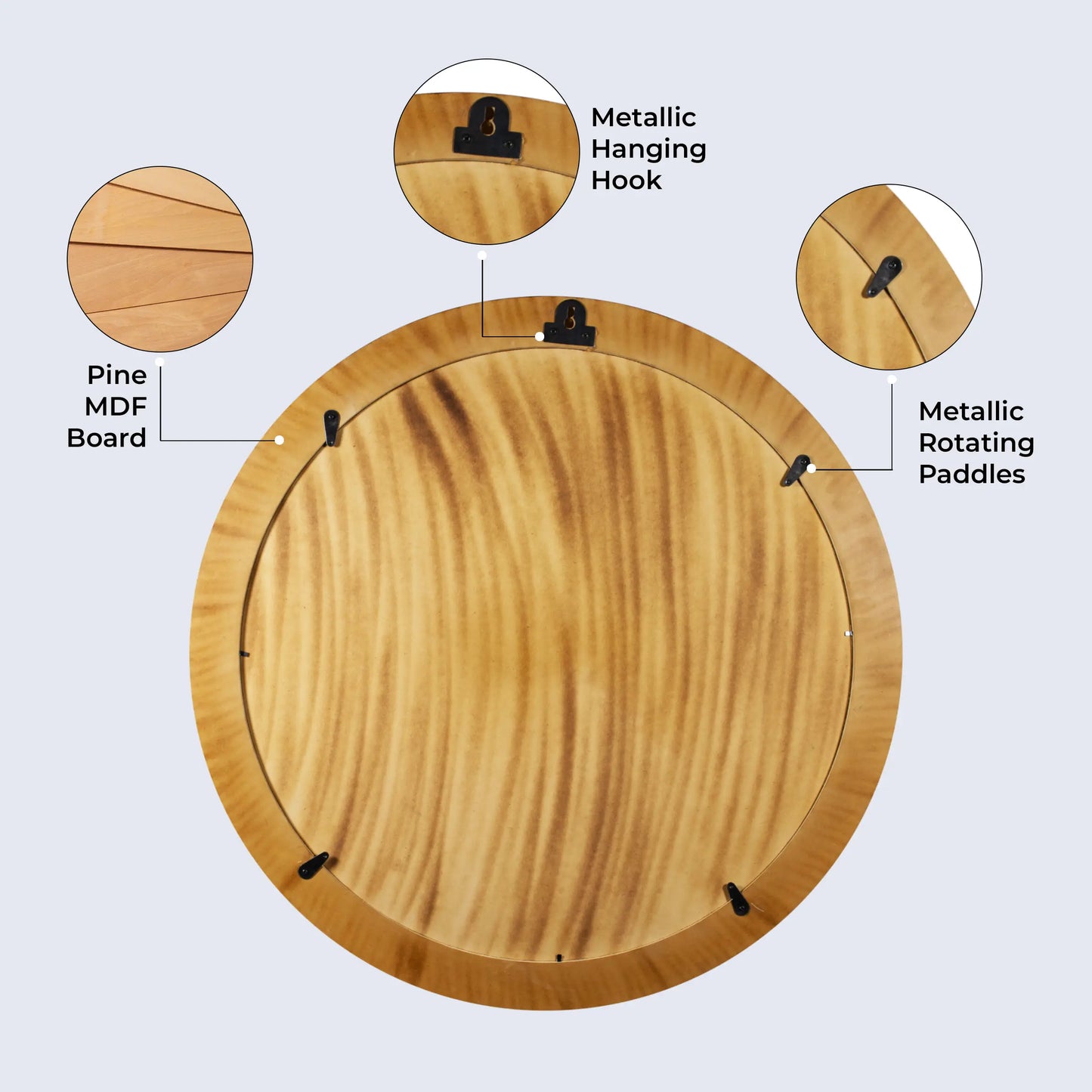 Bone Inlay Chaucer-Queen Round Wall Mirror, 28" Collection, Black and White