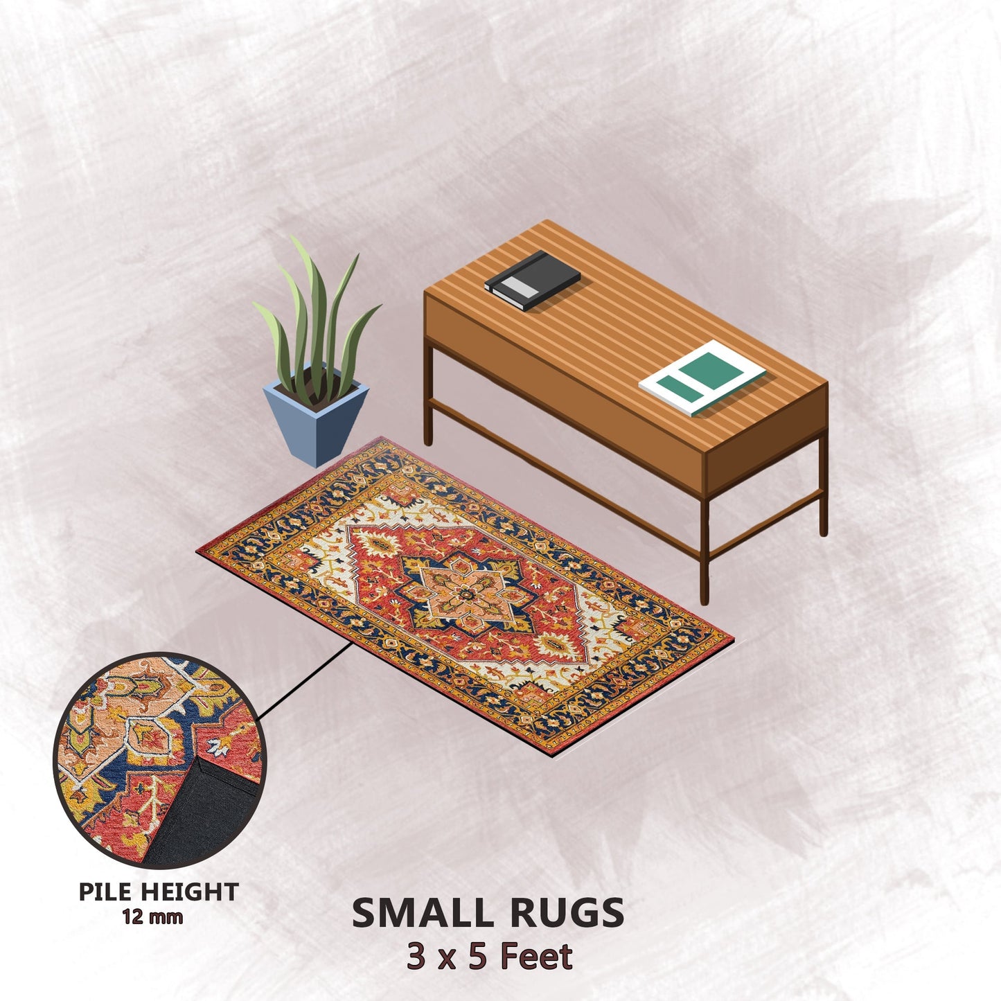 Premium Hand-Tufted Rug Made of 100% Wool - Maras Palace - 3x5 Feet