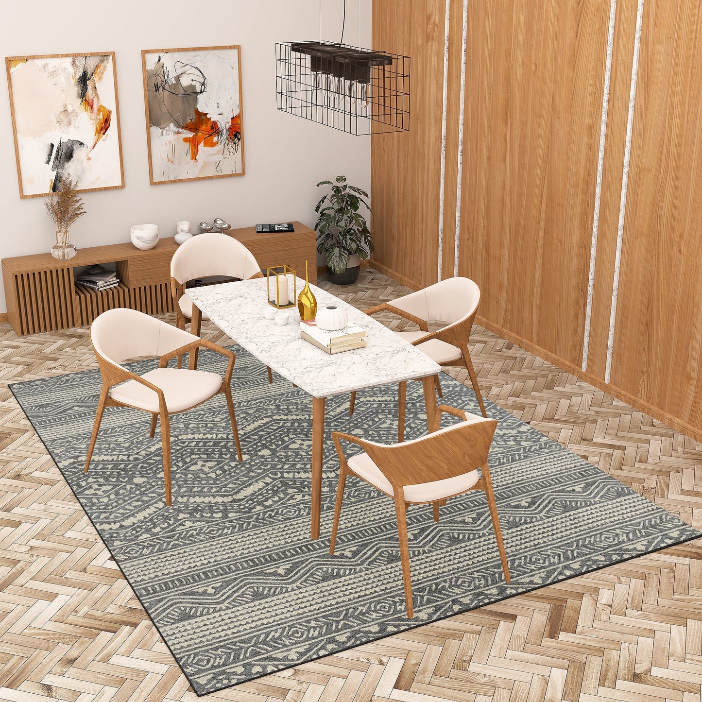 Premium Hand-Tufted Rug Made of 100% Wool - Midnight Mist - 9x12 Feet