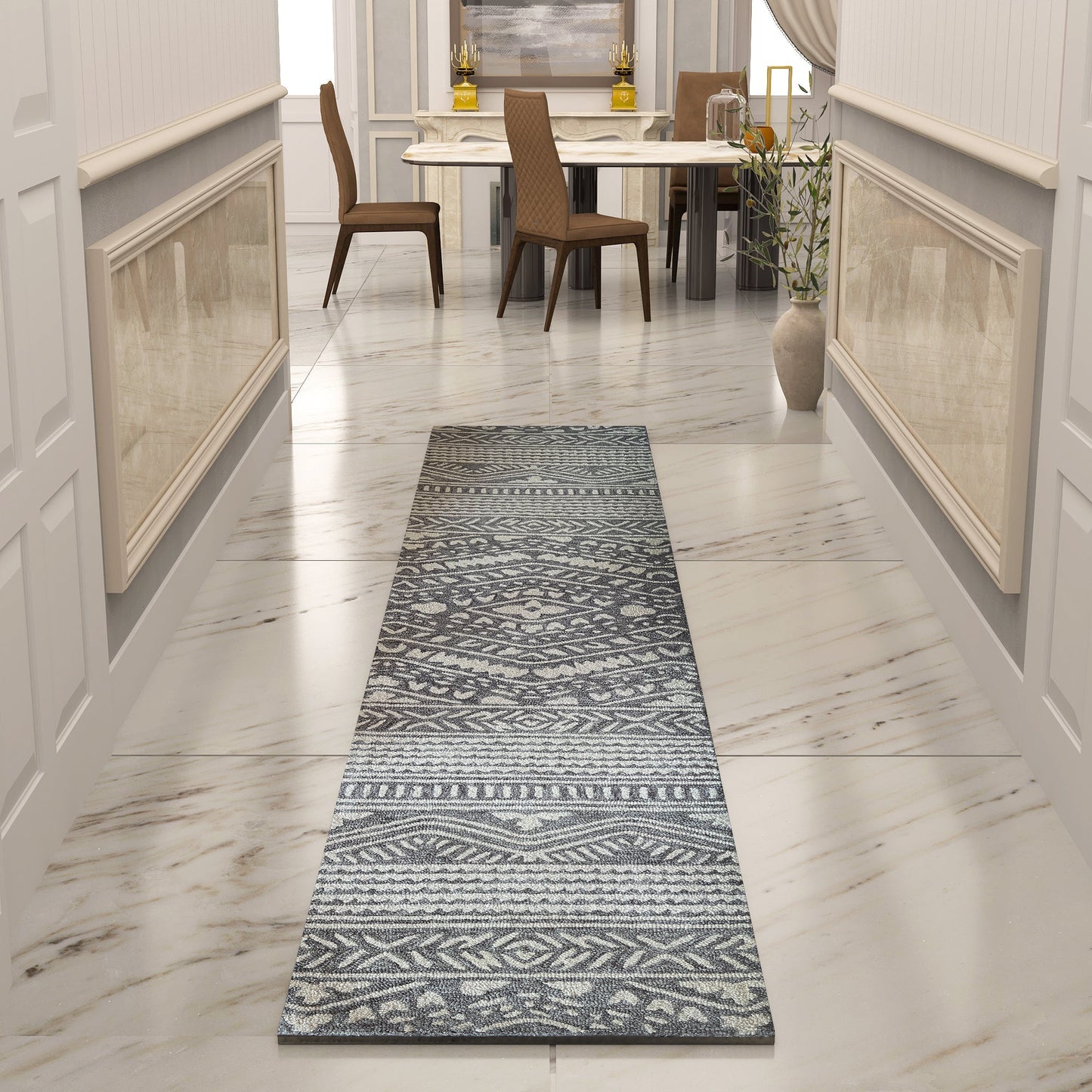 Premium Hand-Tufted Rug Made of 100% Wool - Midnight Mist - 2x10 Feet