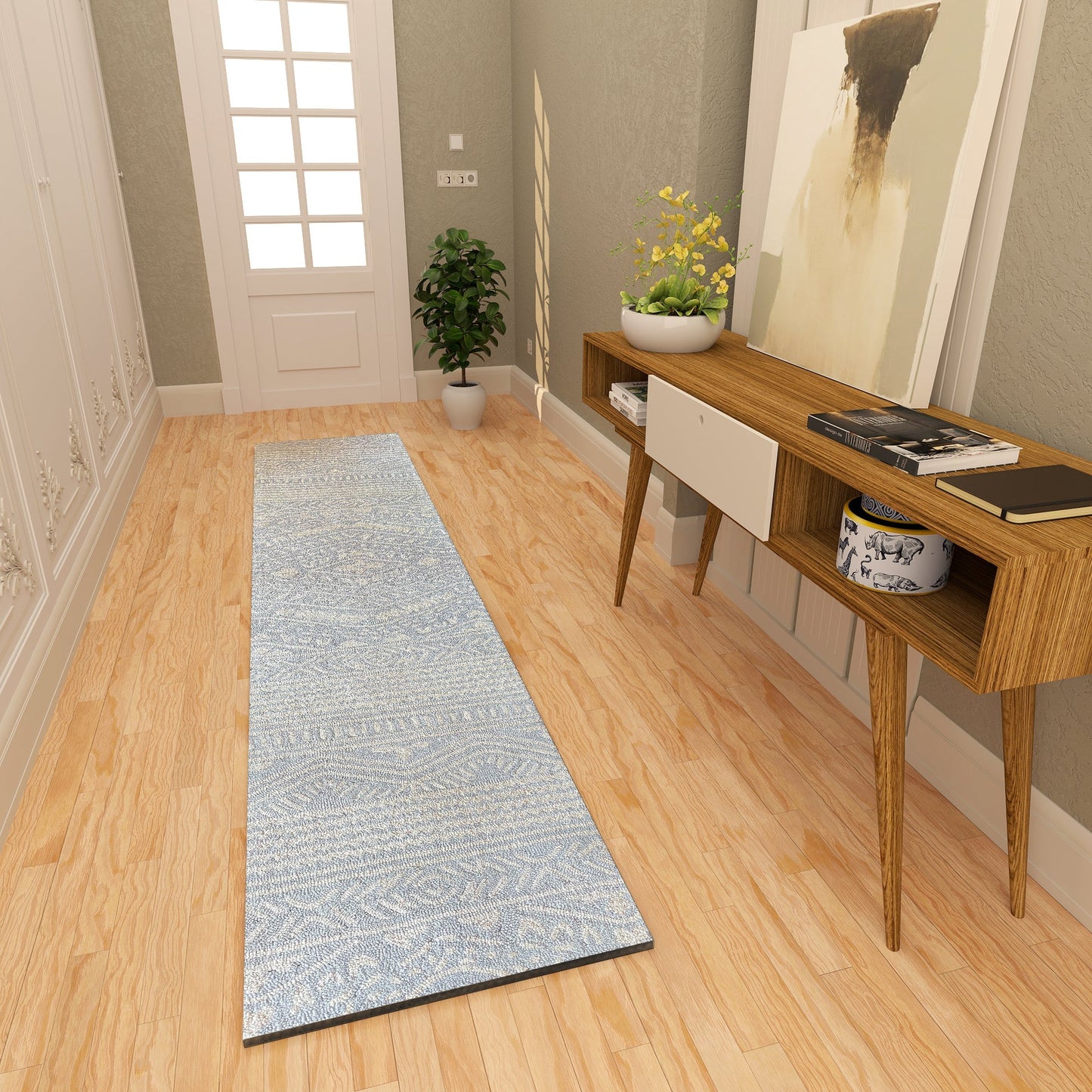 Premium Hand-Tufted Rug Made of 100% Wool - Morning Mist - 2x6 Feet