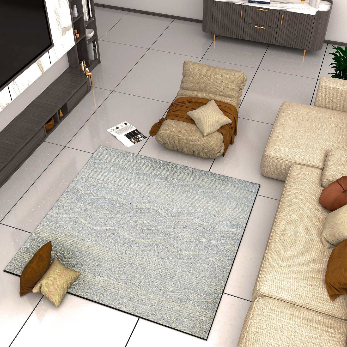 Premium Hand-Tufted Rug Made of 100% Wool - Morning Mist - 6x6 Feet