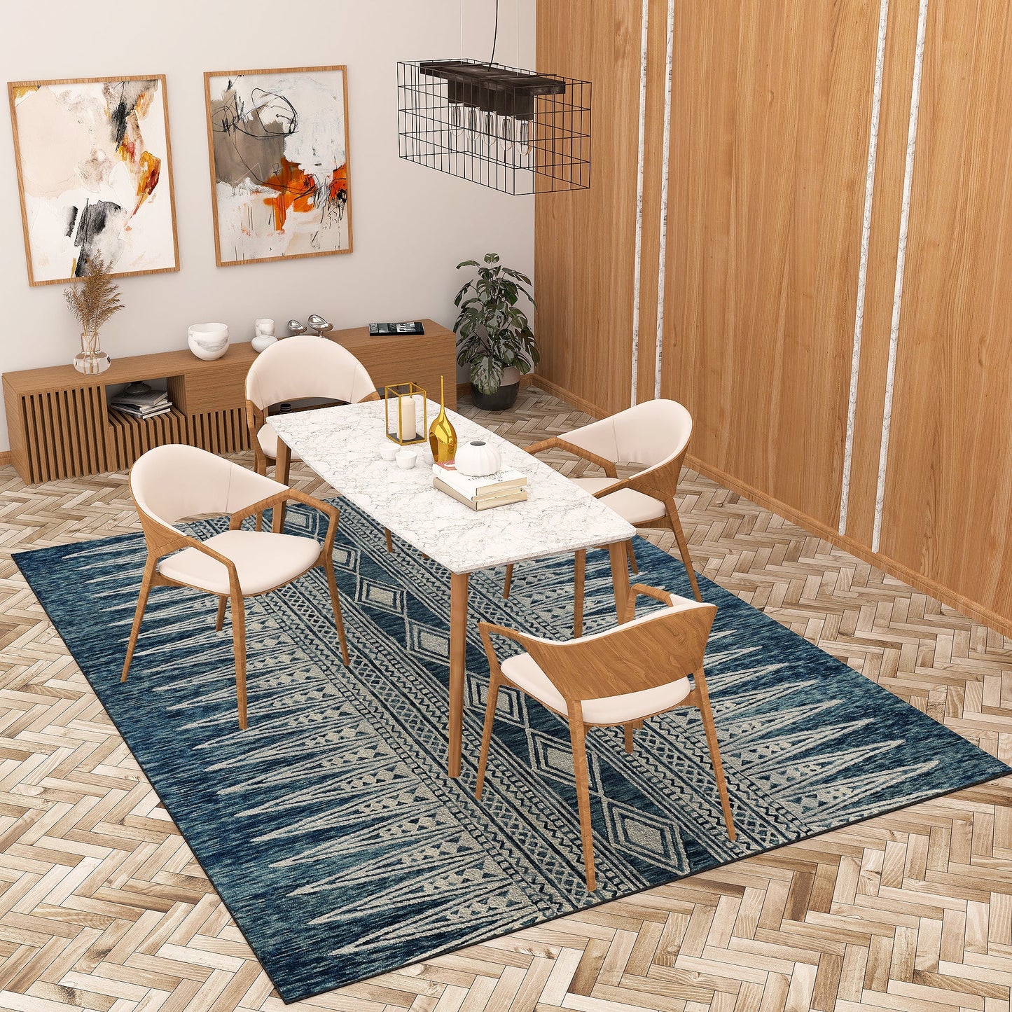 Premium Hand-Tufted Rug Made of 100% Wool - Native Path - 9x12 Feet