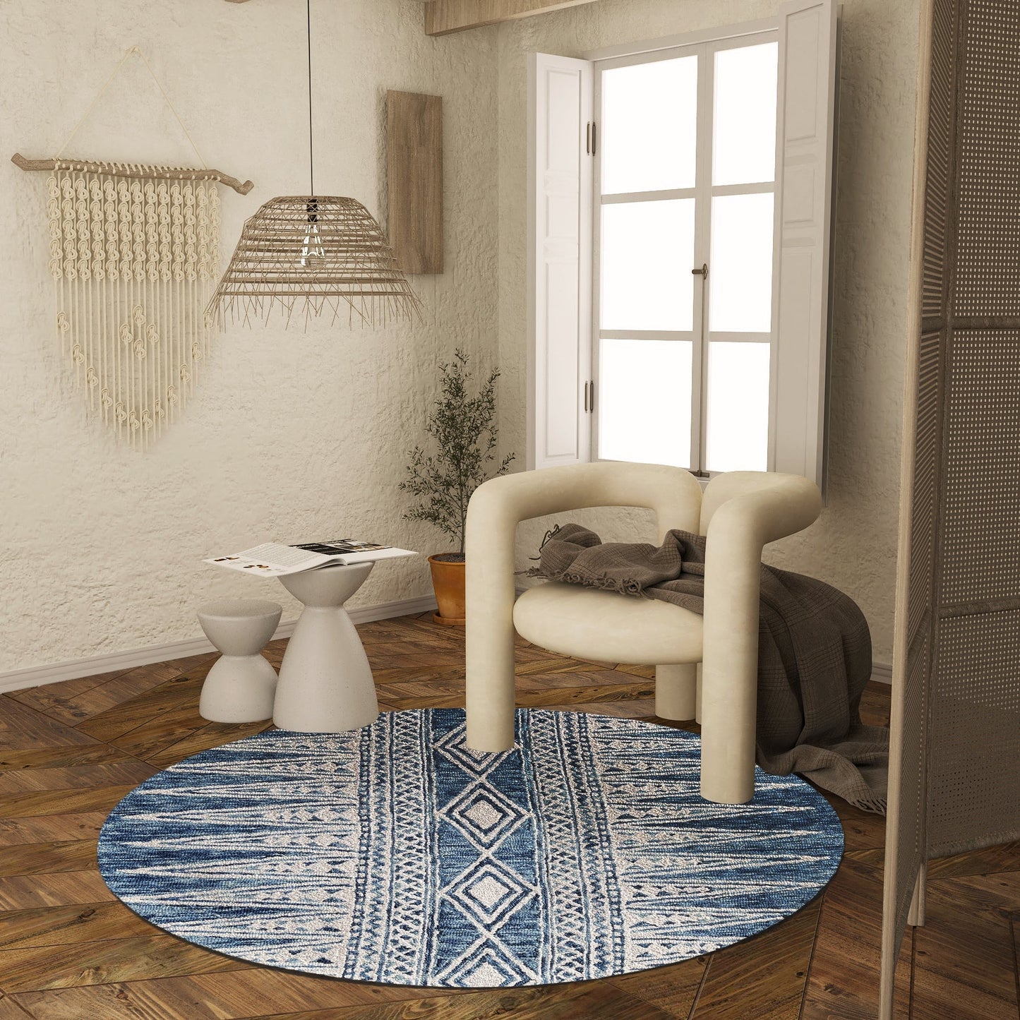 Premium Hand-Tufted Rug Made of 100% Wool - Native Path - 5x5 Feet