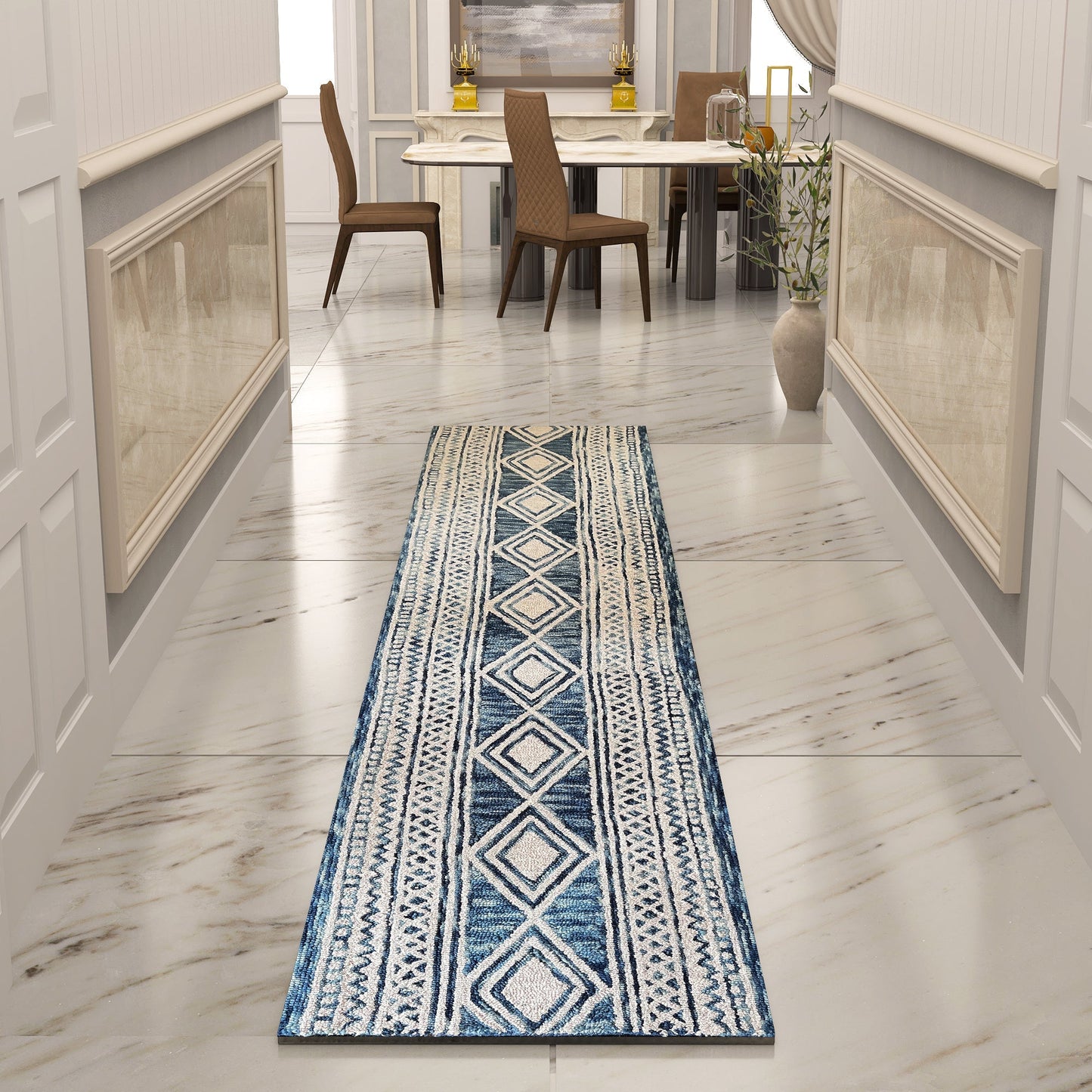 Premium Hand-Tufted Rug Made of 100% Wool - Native Path - 2x10 Feet