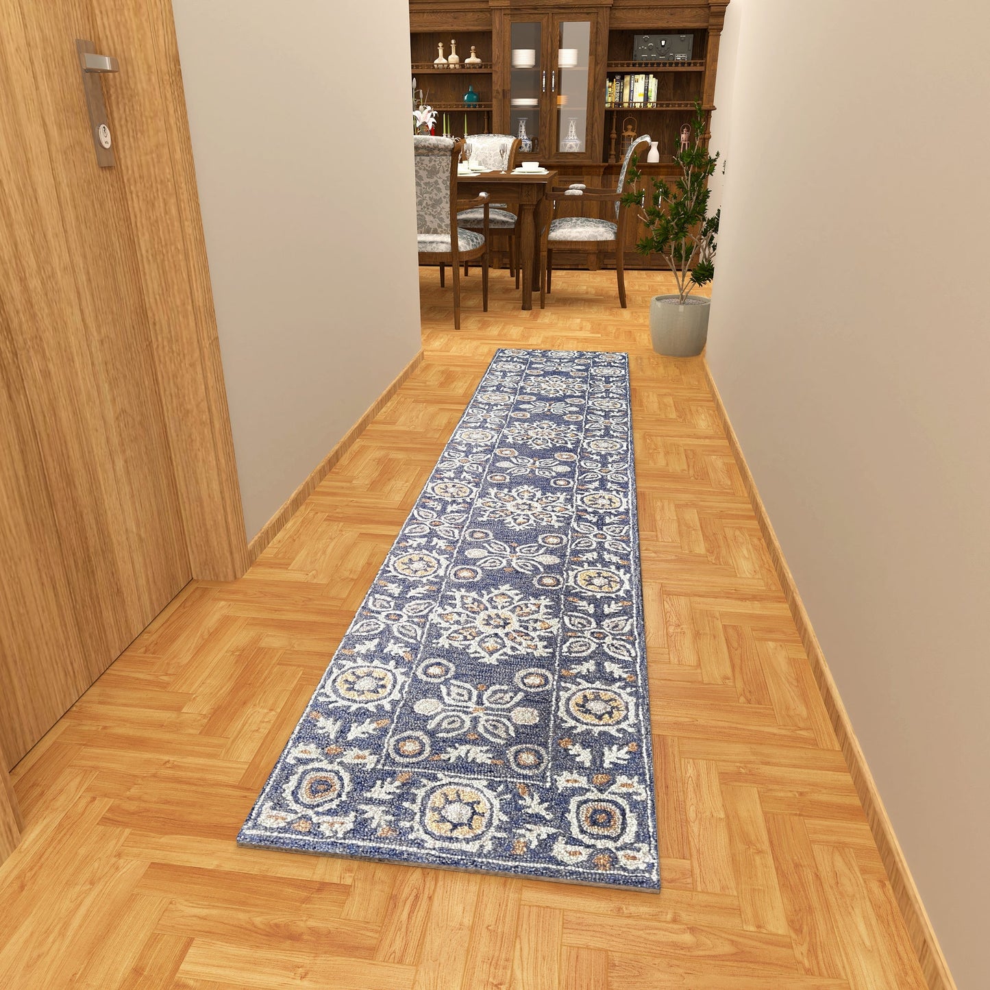 Premium Hand-Tufted Rug Made of 100% Wool - Nomadic Sun - 2x10 Feet