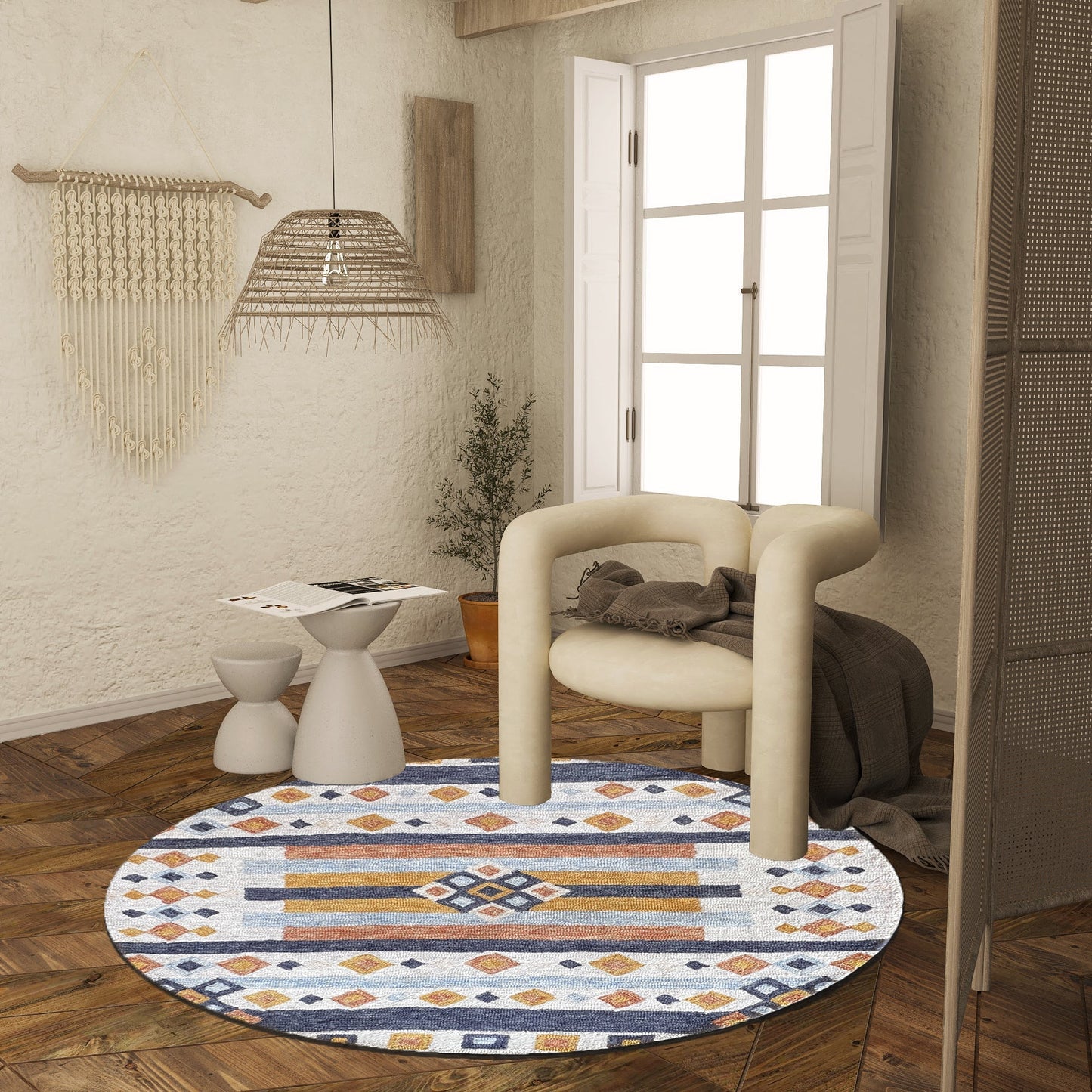 Premium Hand-Tufted Rug Made of 100% Wool - Ojo De Dios - 5x5 Feet