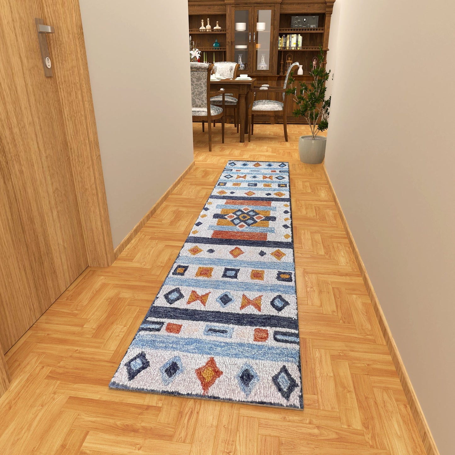 Premium Hand-Tufted Rug Made of 100% Wool - Ojo De Dios - 2x8 Feet