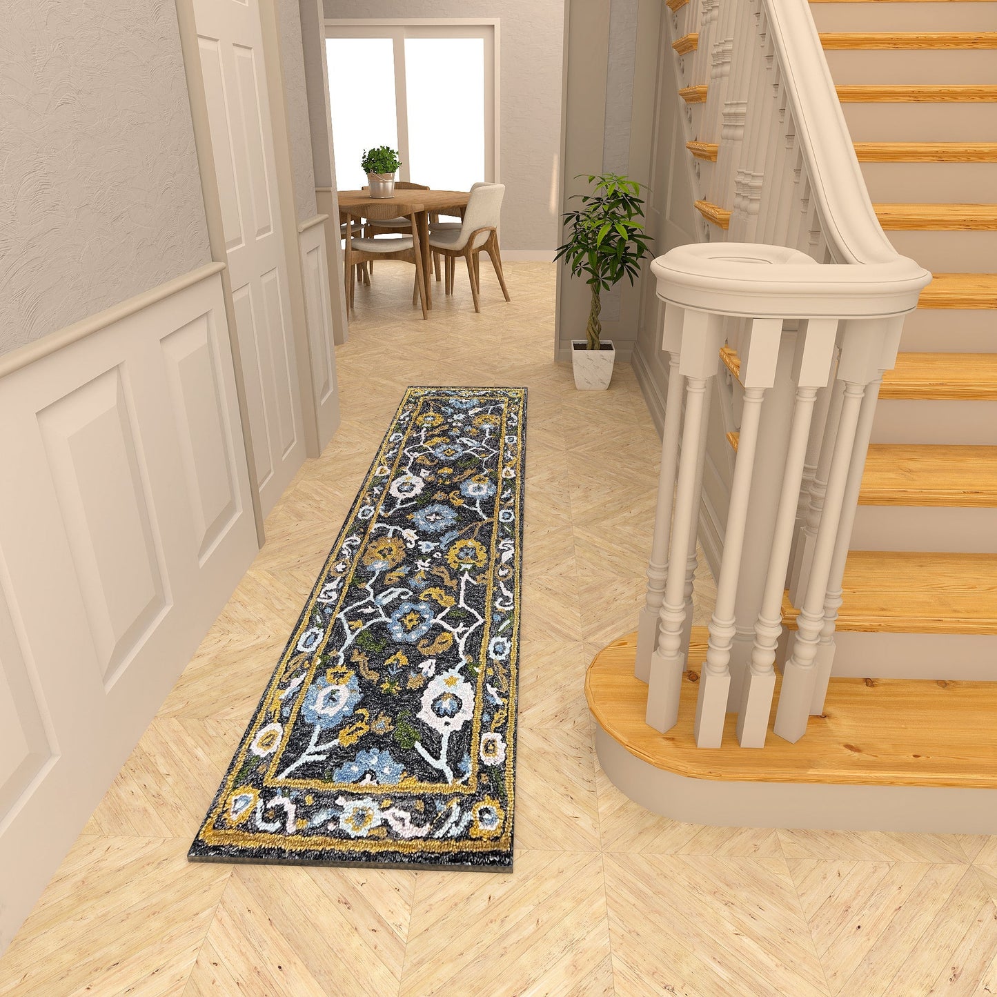 Premium Hand-Tufted Rug Made of 100% Wool - Old Country - 2x6 Feet