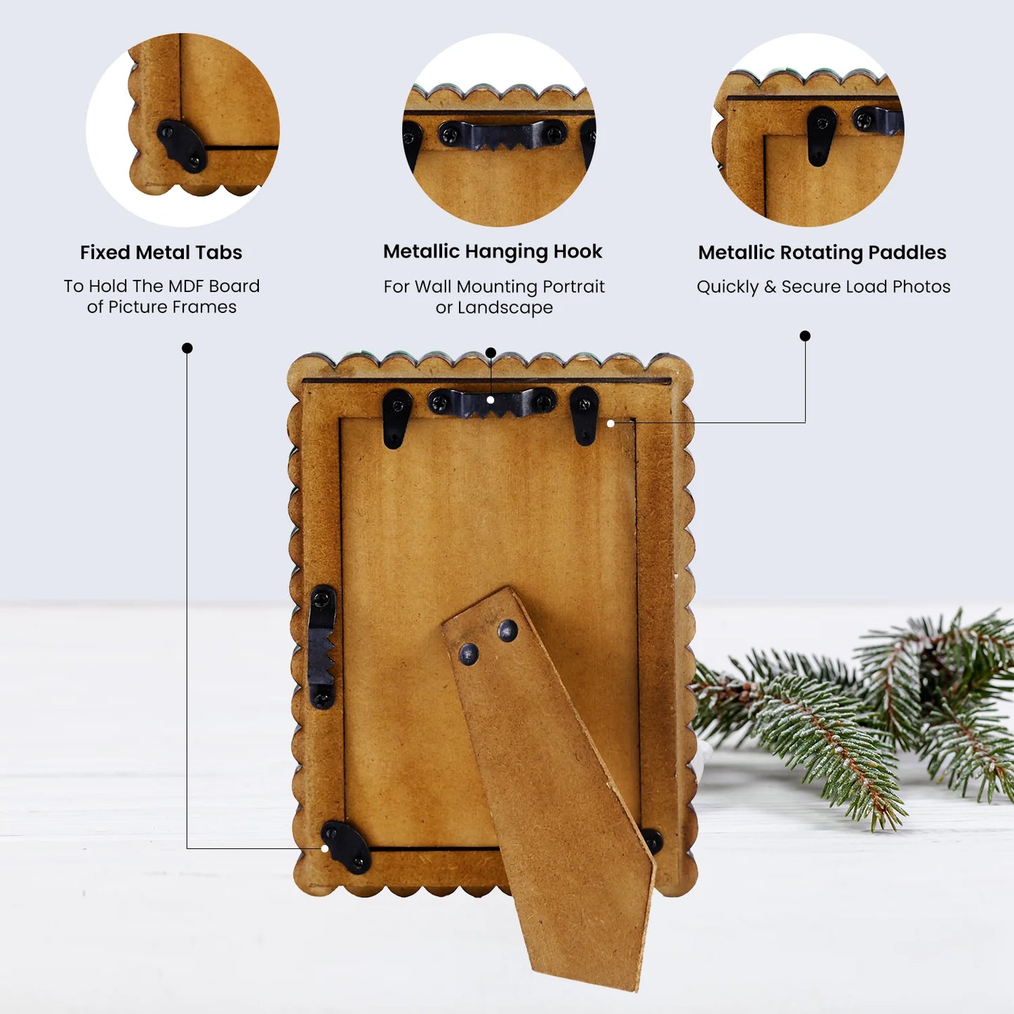 Handicrafts Home Chalet Collection 4x6, 5x7 Picture Frames, Handmade with Resin Inlay & Pine MDF Red, Green & Black Scalloped Frames Retail Ready & Giftable Home Decor