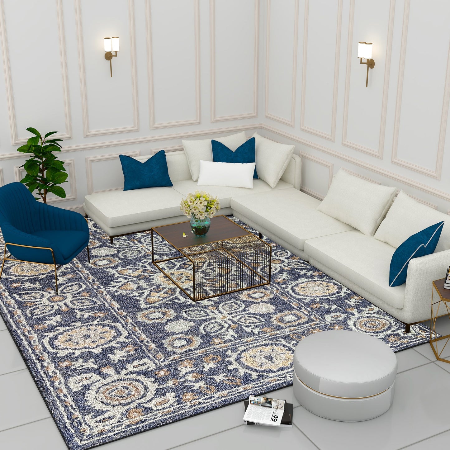 Premium Hand-Tufted Rug Made of 100% Wool - Nomadic Sun - 8x10 Feet