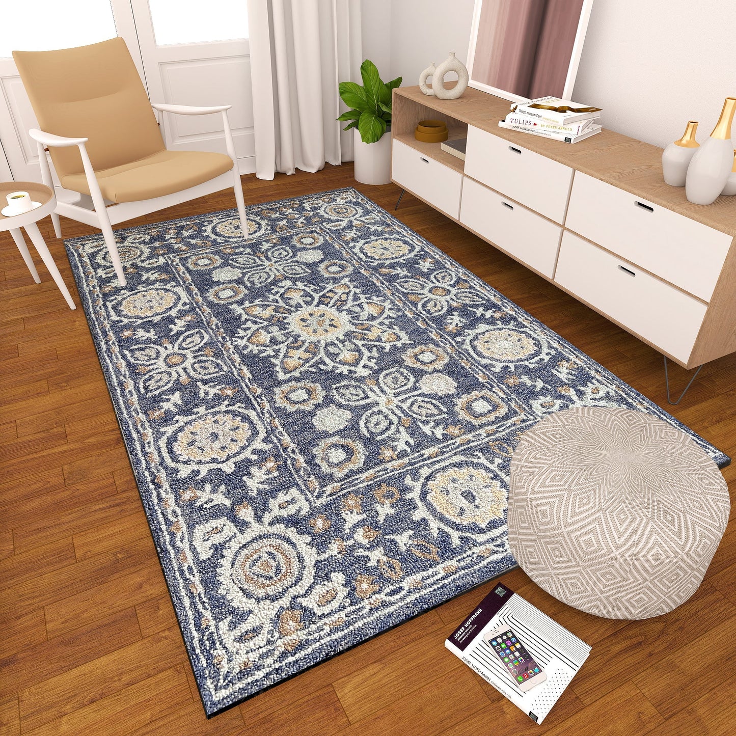 Premium Hand-Tufted Rug Made of 100% Wool - Nomadic Sun - 4x6 Feet