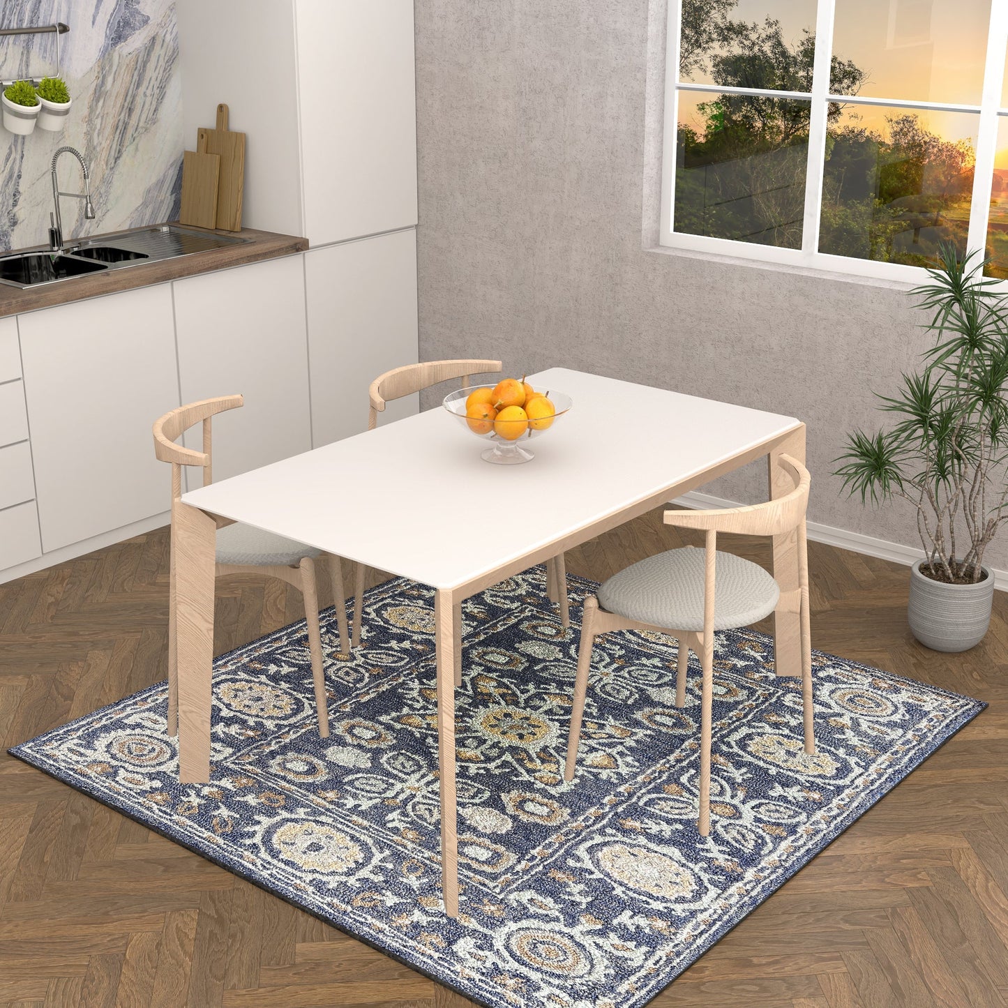 Premium Hand-Tufted Rug Made of 100% Wool - Nomadic Sun - 6x6 Feet