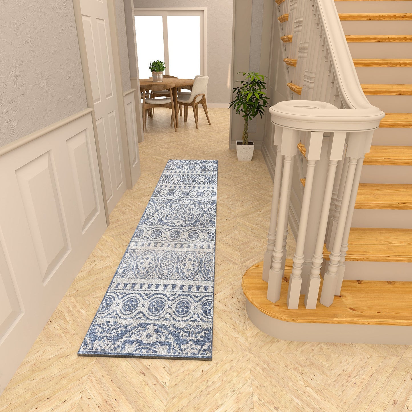 Premium Hand-Tufted Rug Made of 100% Wool - Relic Light - 2x8 Feet