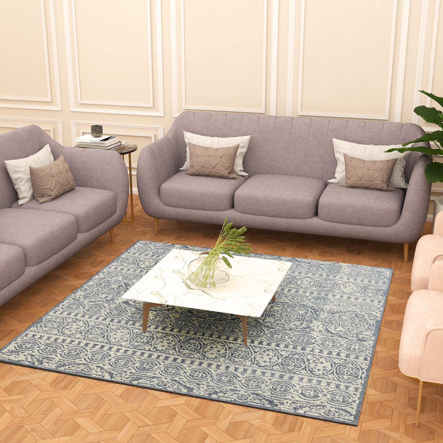 Premium Hand-Tufted Rug Made of 100% Wool - Relic Light - 6x6 Feet