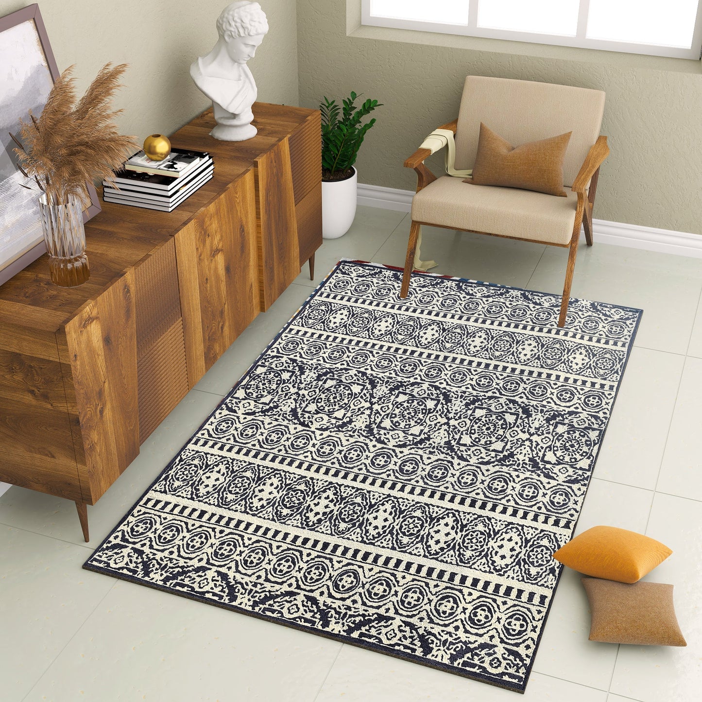 Premium Hand-Tufted Rug Made of 100% Wool - Relic Night - 6x9 Feet