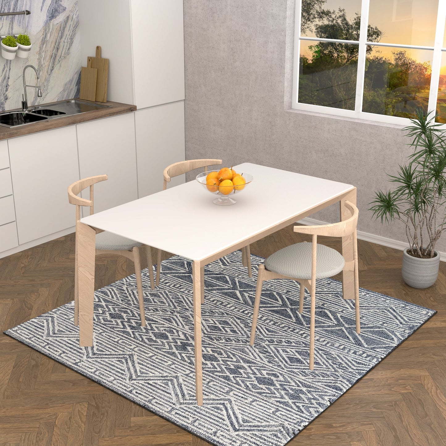 Premium Hand-Tufted Rug Made of 100% Wool - Still River Blue - 6x6 Feet