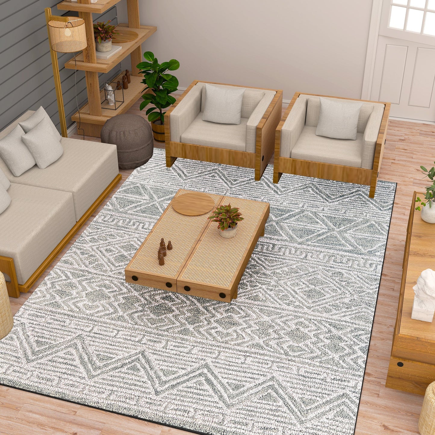 Premium Hand-Tufted Rug Made of 100% Wool - Still River Grey - 8x10 Feet