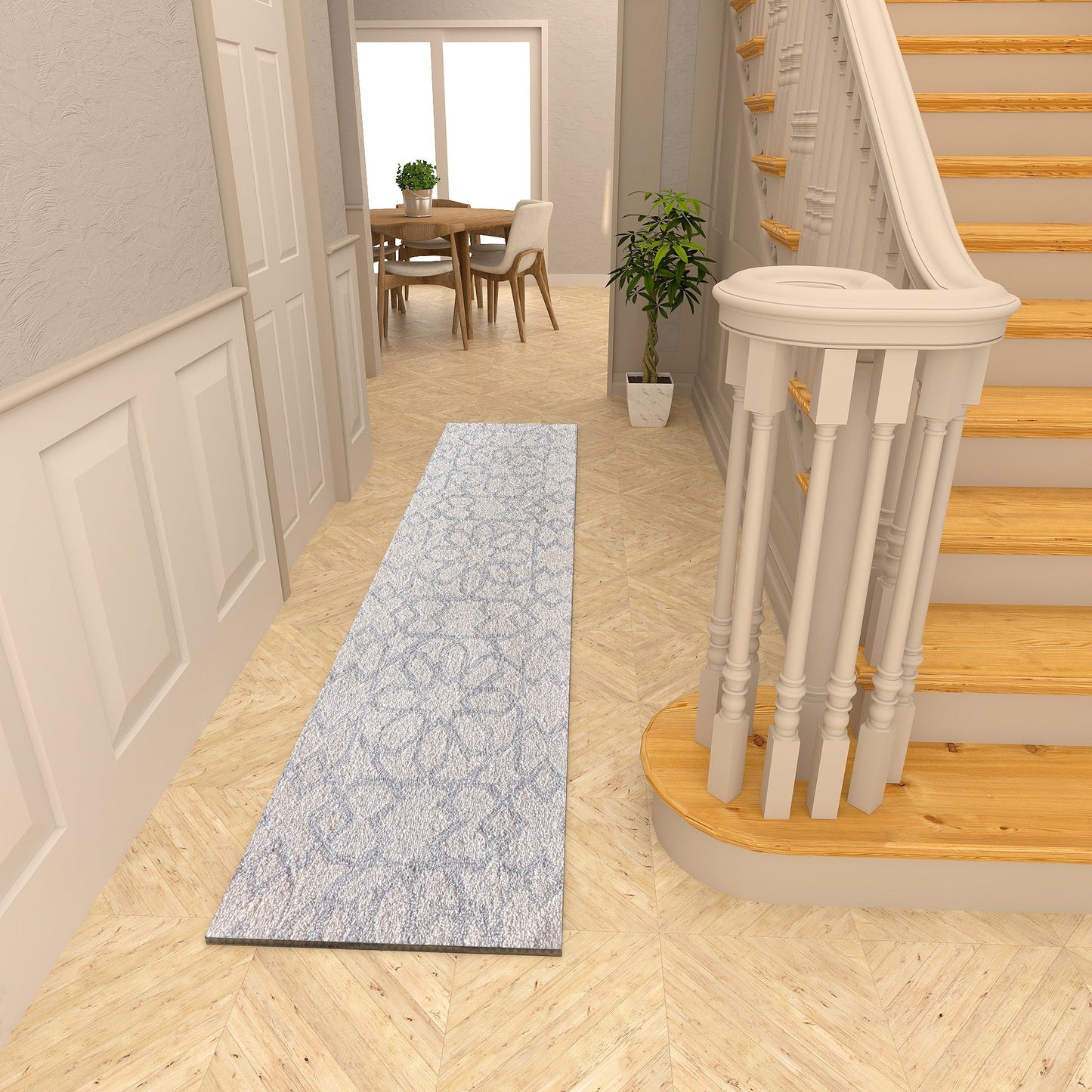 Premium Hand-Tufted Rug Made of 100% Wool - Shiraz Grid - 2x8 Feet