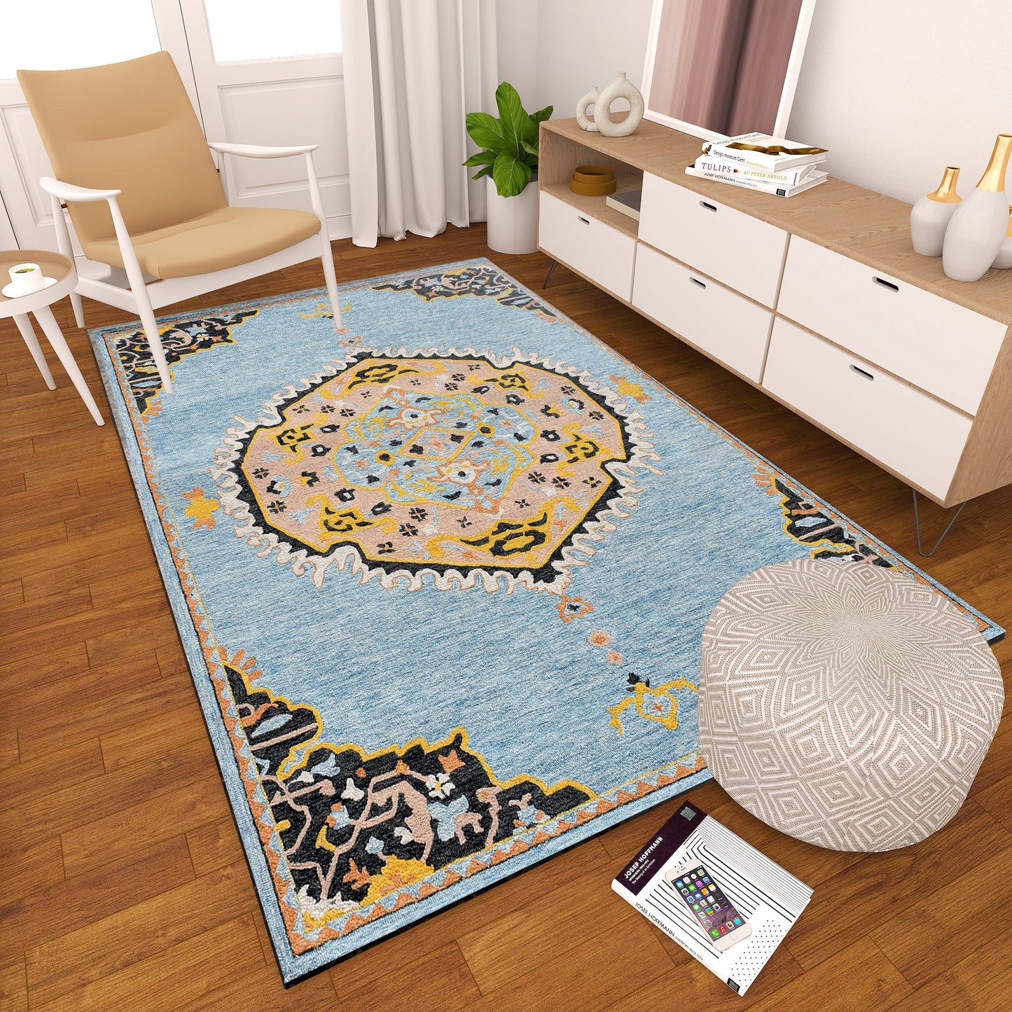 Premium Hand-Tufted Rug Made of 100% Wool - Shivanka - 5x8 Feet