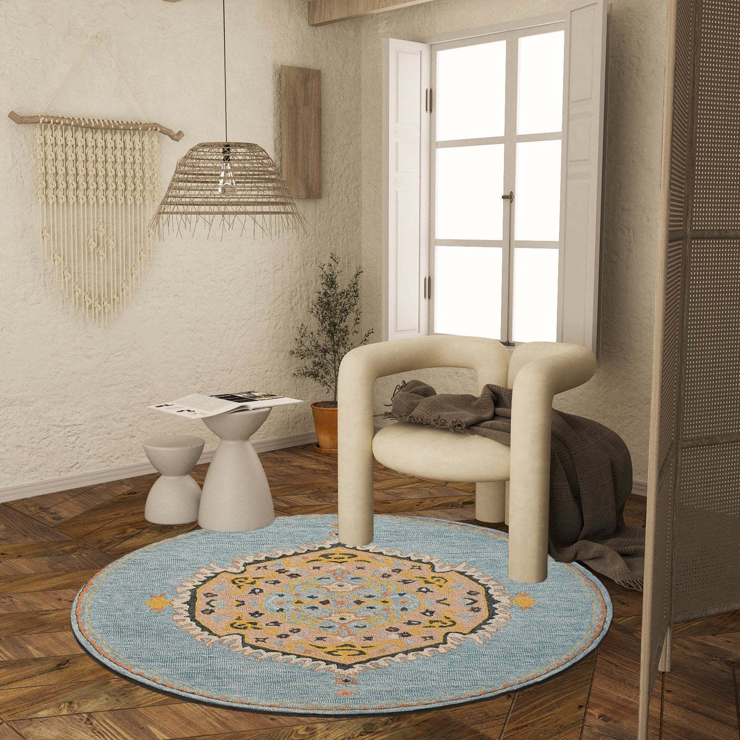 Premium Hand-Tufted Rug Made of 100% Wool - Shivanka - 5x5 Feet