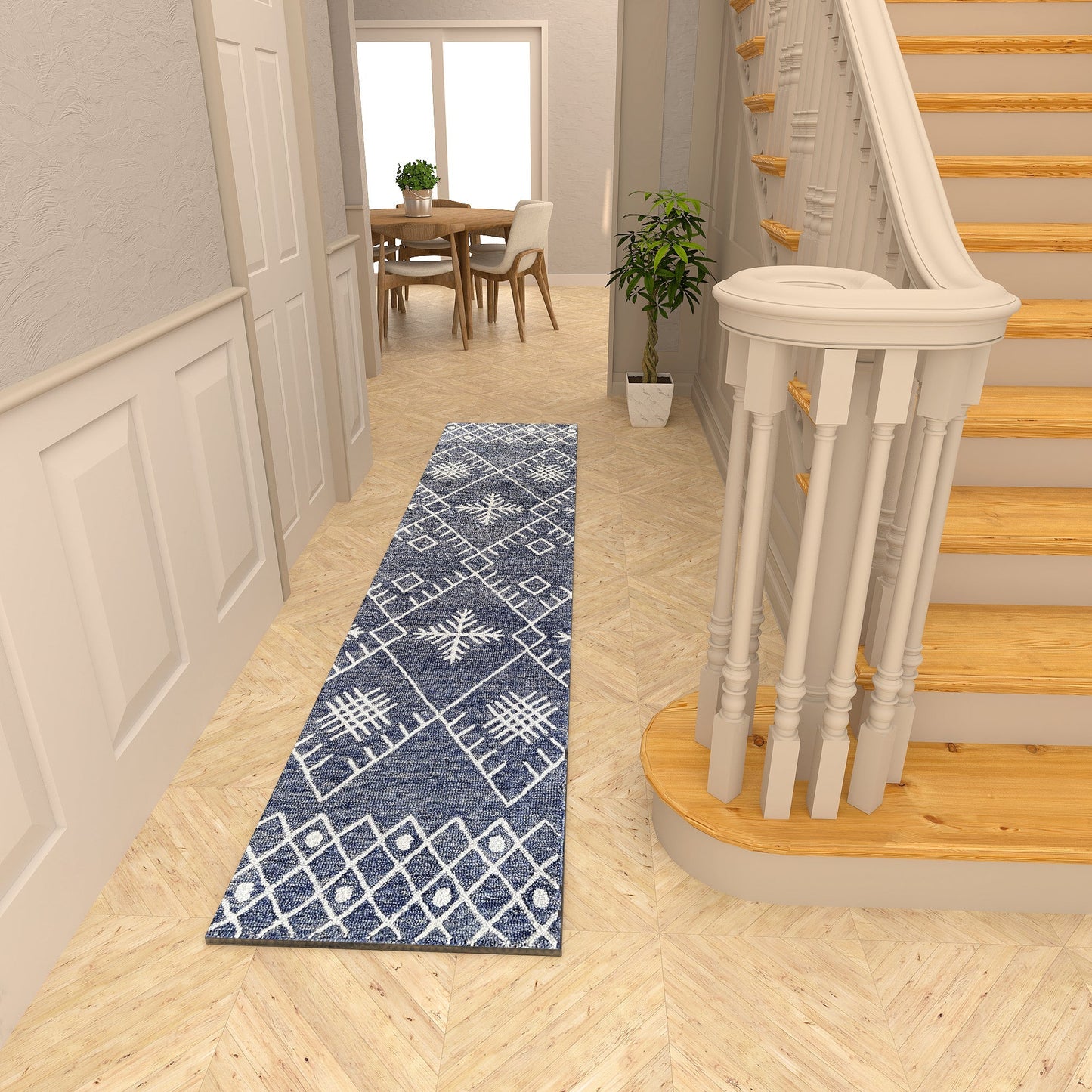 Premium Hand-Tufted Rug Made of 100% Wool - Snowfall - 2x6 Feet