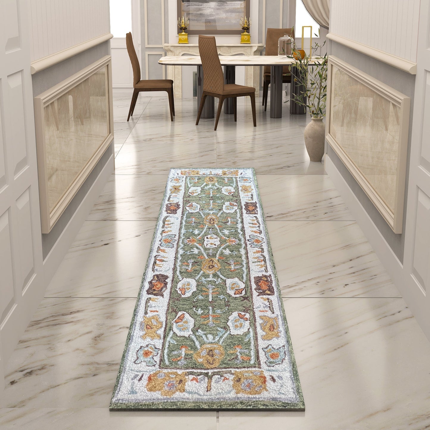 Premium Hand-Tufted Rug Made of 100% Wool - Spring Atlas - 2x10 Feet