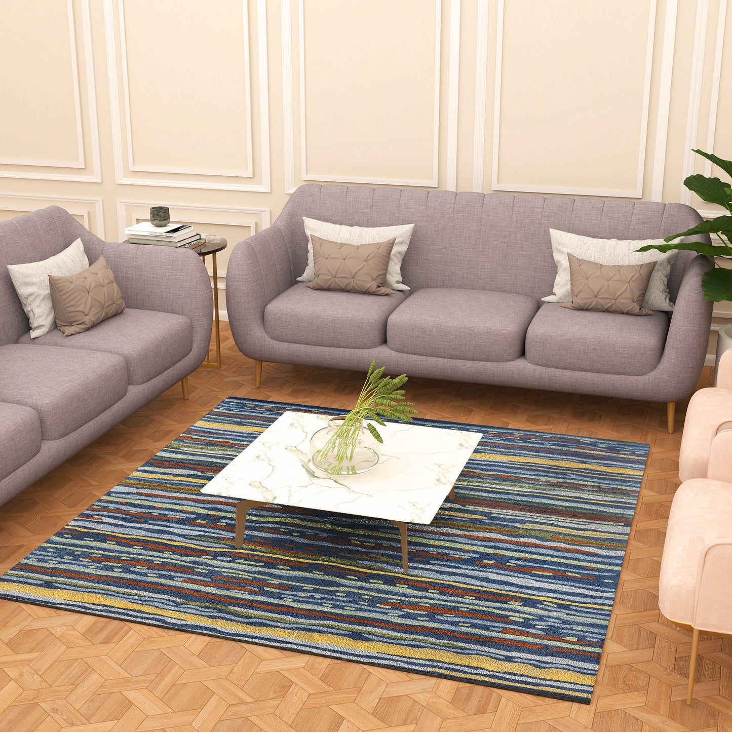 Premium Hand-Tufted Rug Made of 100% Wool - Spring Coast - 6x6 Feet