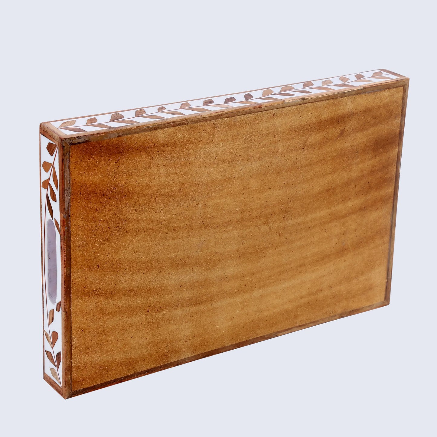 Decorative Tray Alhambra El Plato Pattern Wood & Resin Inlay Collection in 11x17, Brown & White