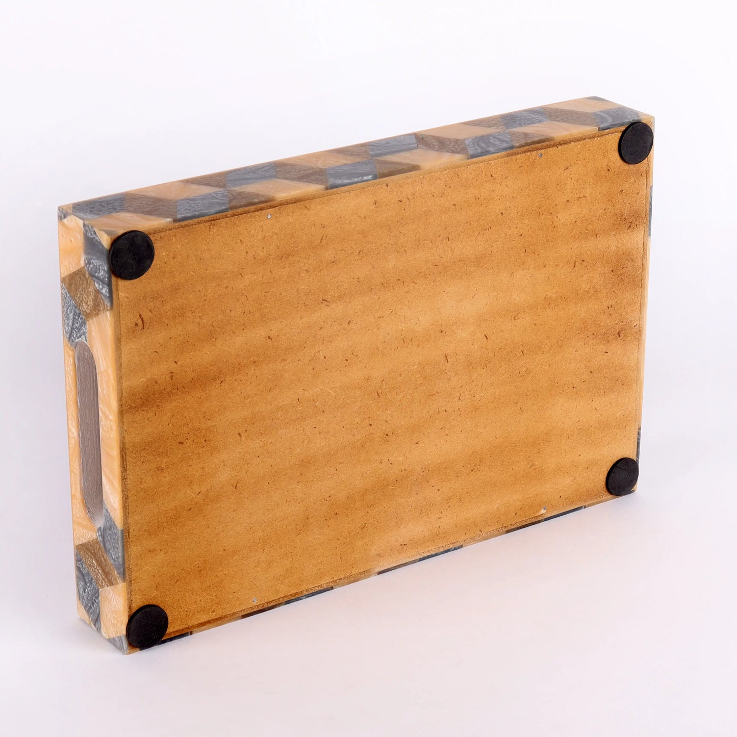 Decorative Trays 3D Pattern Resin Inlay Collection in 12x8, Brown & Grey