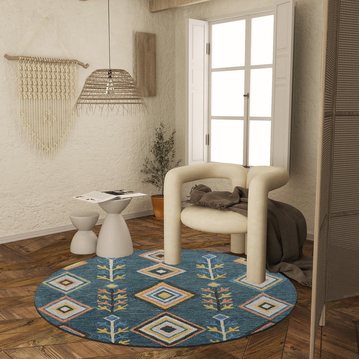 Premium Hand-Tufted Rug Made of 100% Wool - Tundra - 5x5 Feet