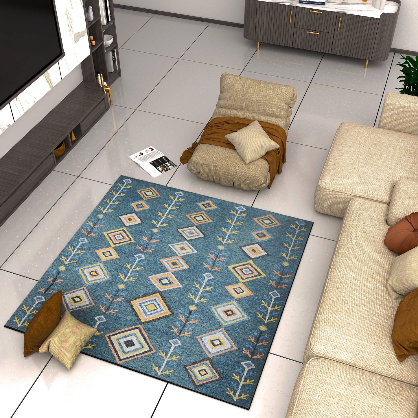 Premium Hand-Tufted Rug Made of 100% Wool - Tundra - 6x6 Feet