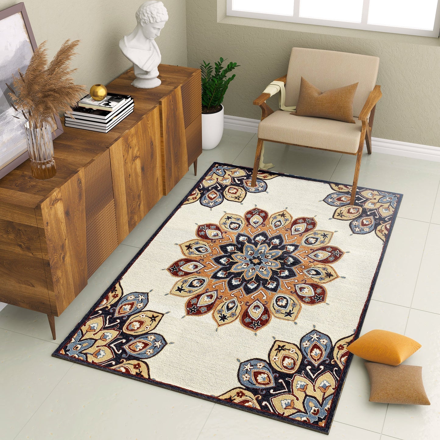 Premium Hand-Tufted Rug Made of 100% Wool - Vivid Plume - 3x5 Feet