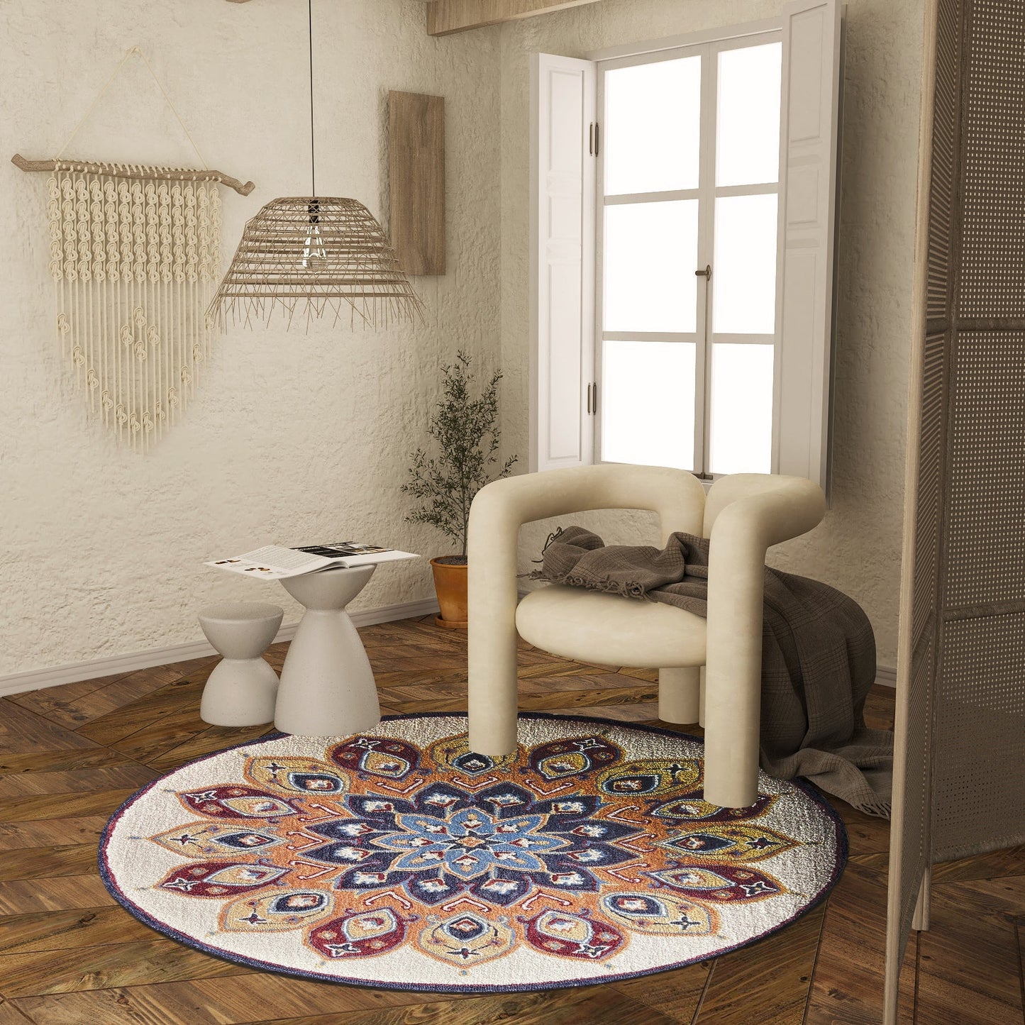 Premium Hand-Tufted Rug Made of 100% Wool - Vivid Plume - 5x5 Feet