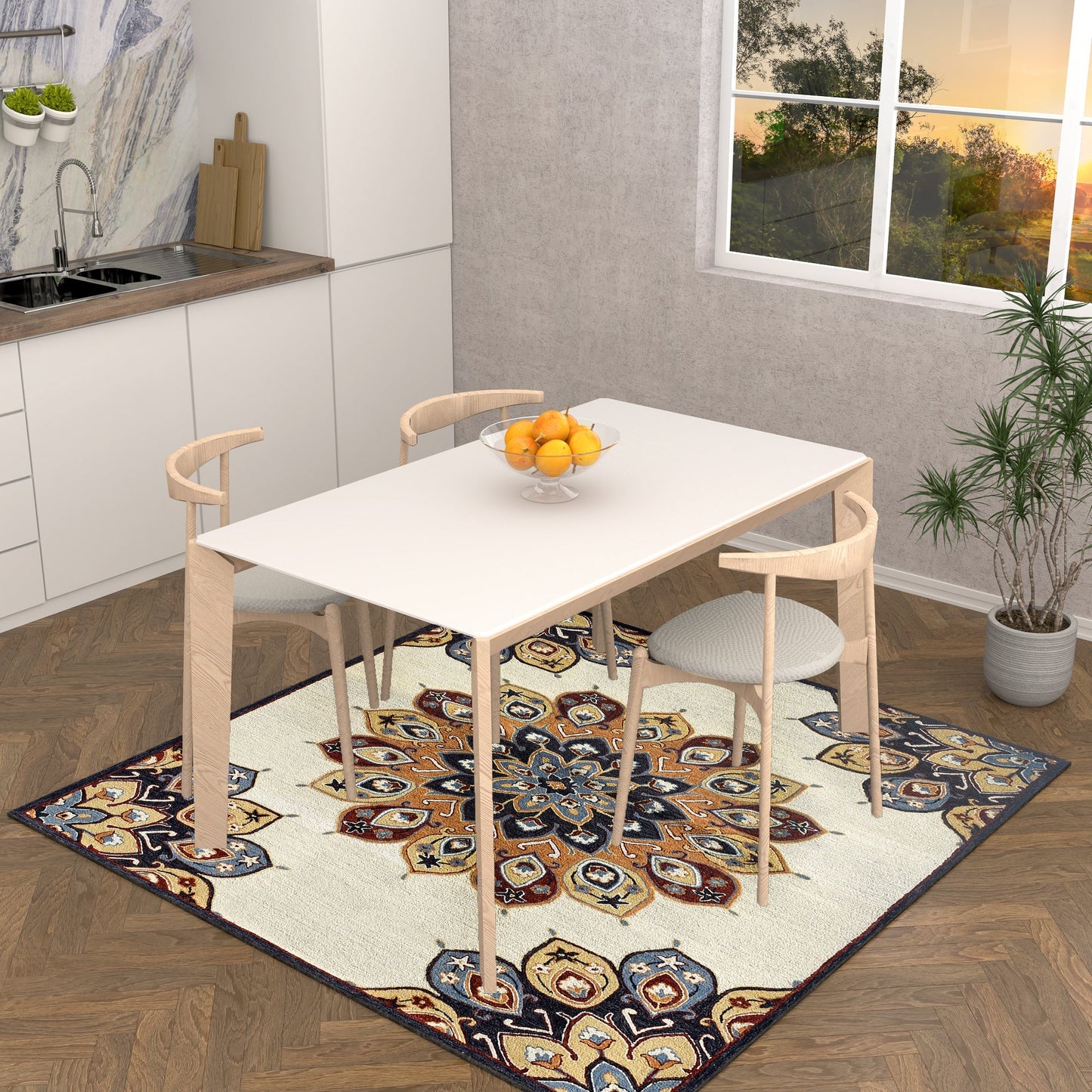 Premium Hand-Tufted Rug Made of 100% Wool - Vivid Plume - 6x6 Feet