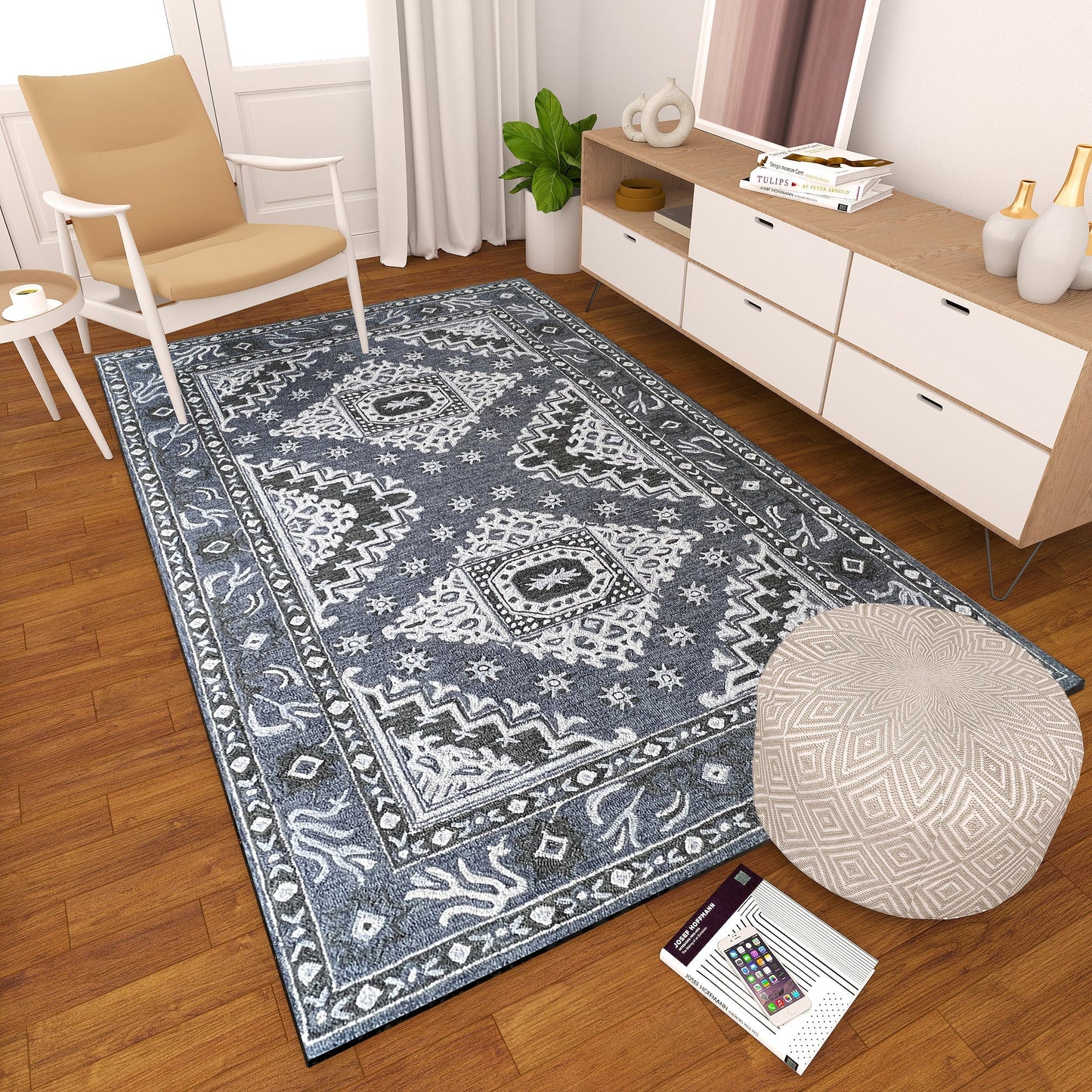 Premium Hand-Tufted Rug Made of 100% Wool - Wandering Star - 3x5 Feet